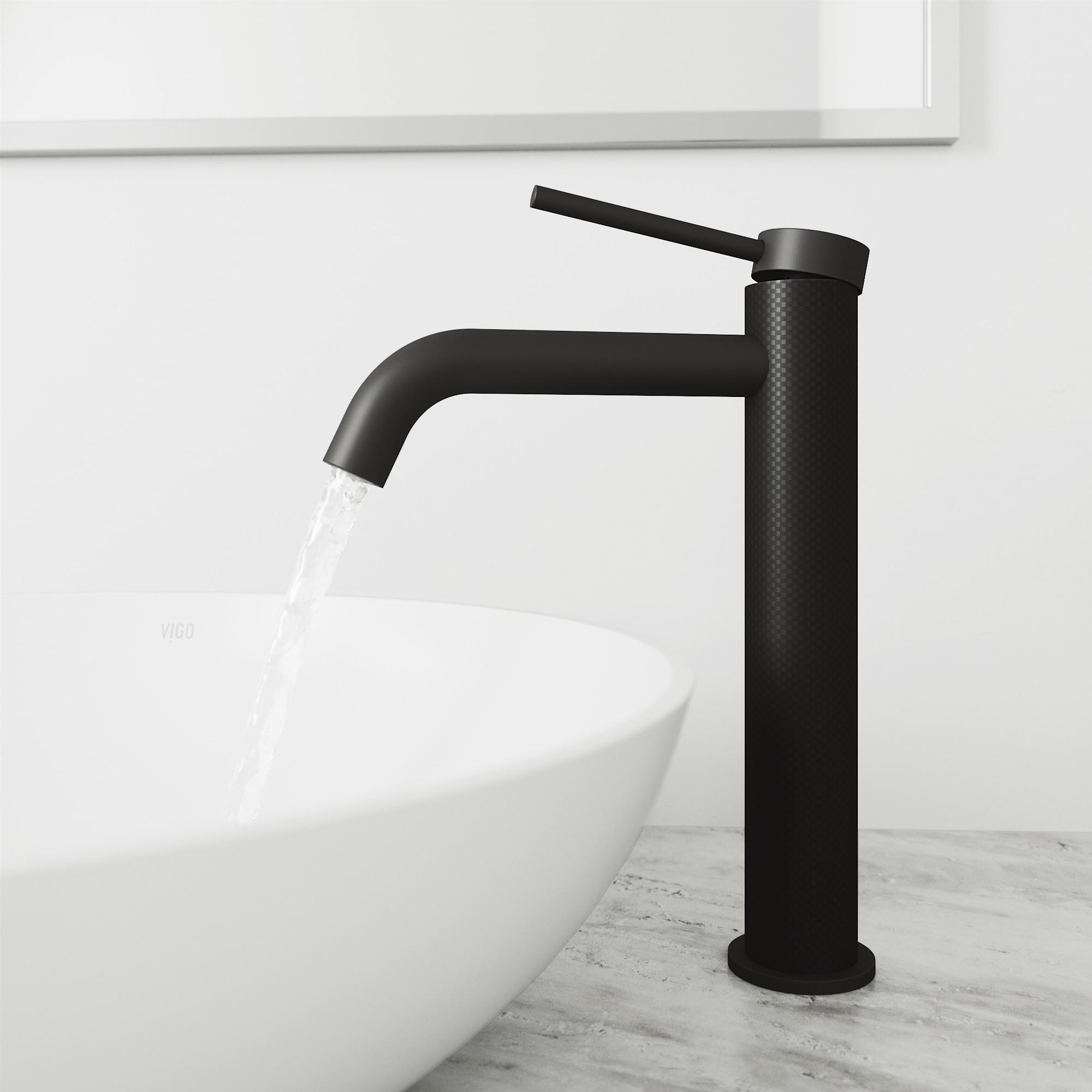 Lexington Single Handle Single-Hole Bathroom Vessel Faucet with Carbon Fiber