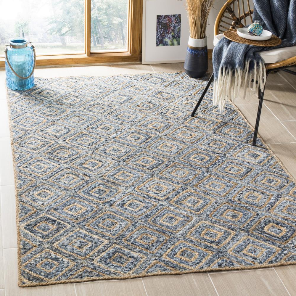 Cape Cod CAP354 Woven Indoor Area Rug - Natural/Blue - 8'x10' - Safavieh