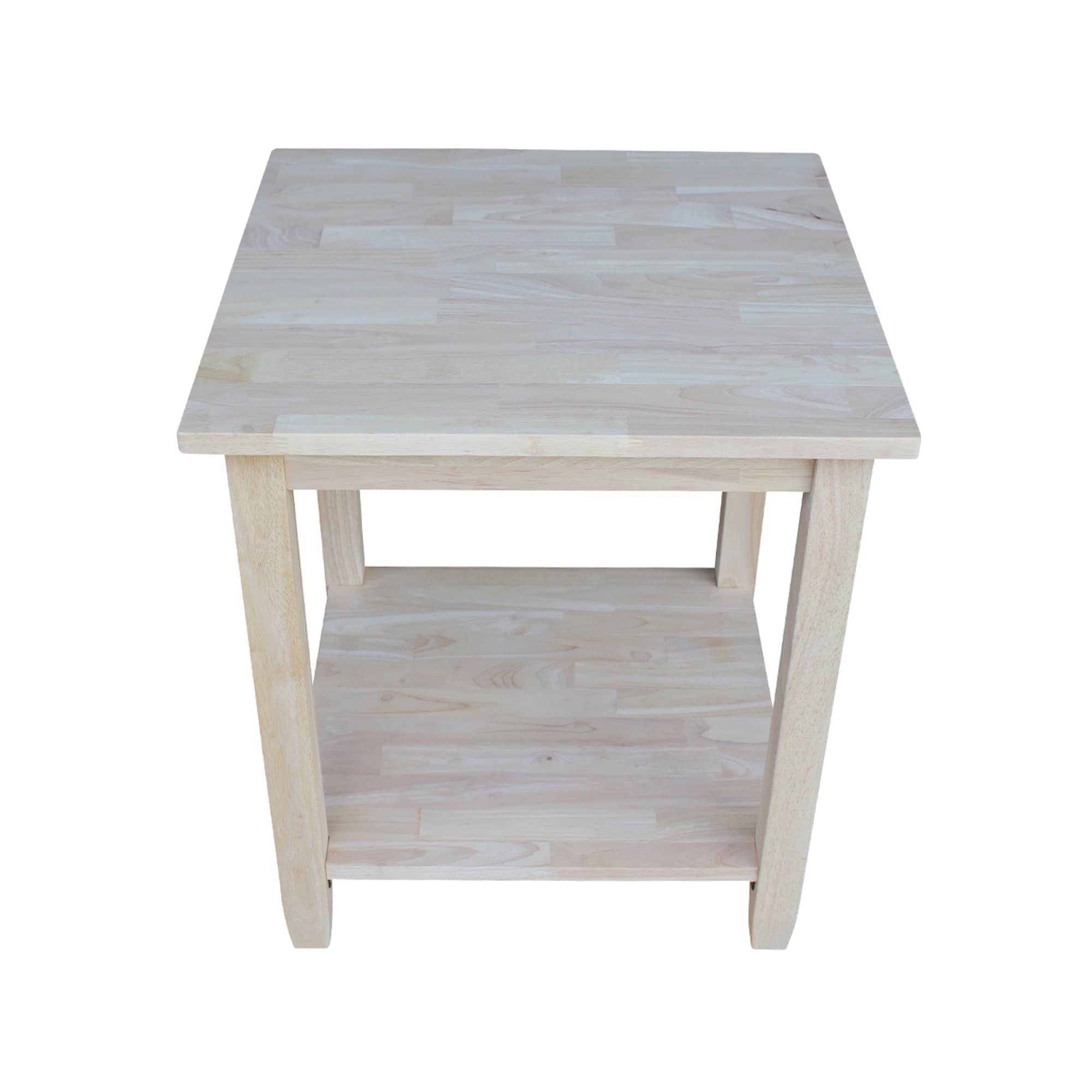 Solano End Table - International Concepts: Hardwood, Square, Shelf Storage, for Bedroom & Entryway