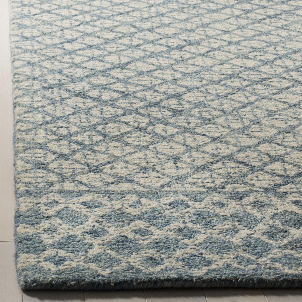 Abstract ABT203 Handmade Indoor Area Rug - Blue/Ivory - 6'x9' - Safavieh
