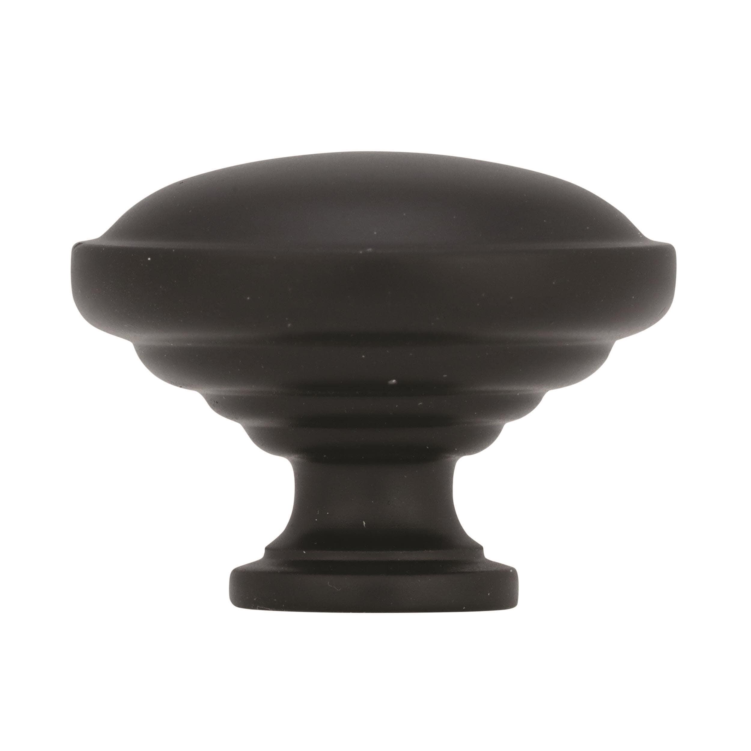 Matte Black Round Bronze Cabinet Knob with Mounting Hardware