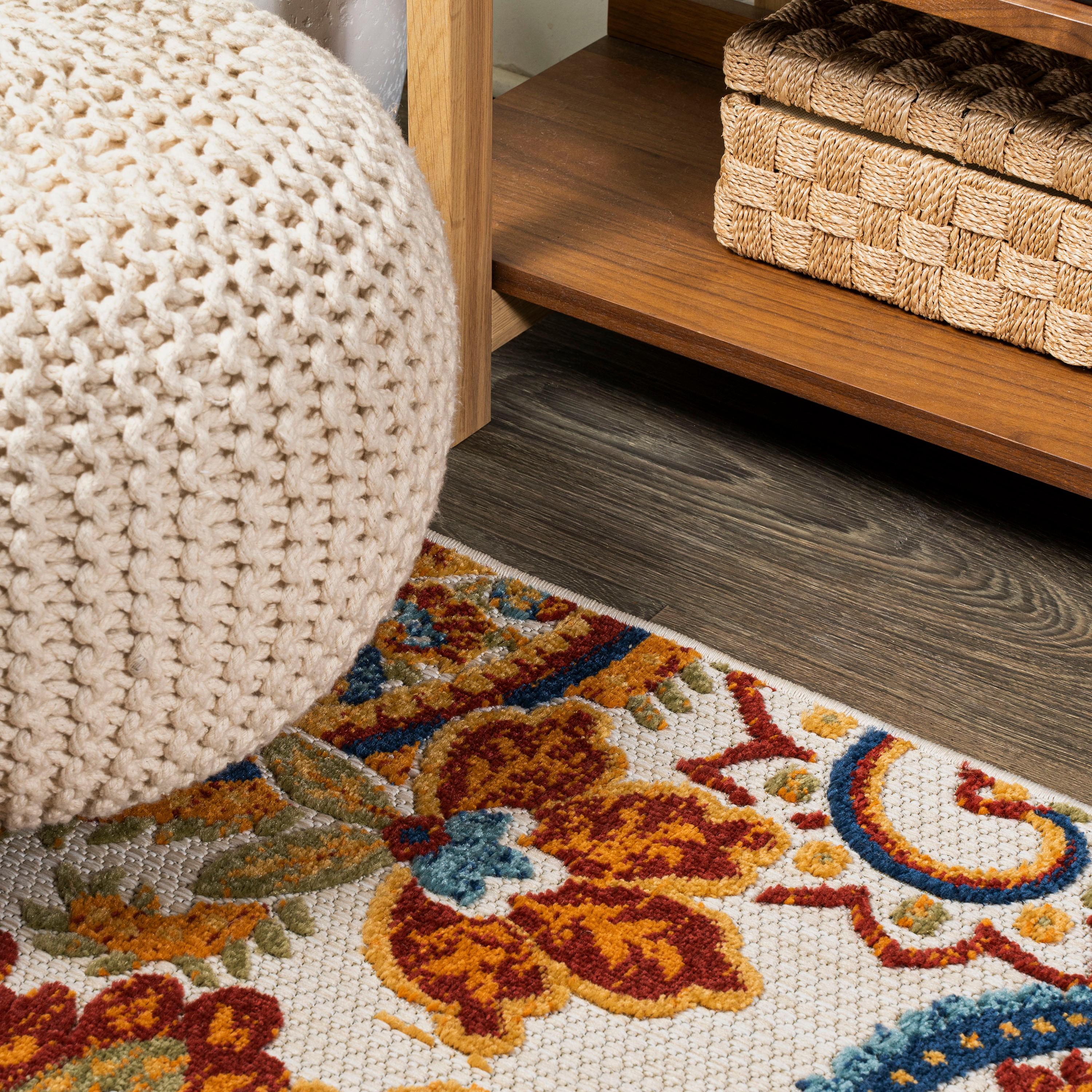 3'x5' Gordes Paisley High-Low Indoor/Outdoor Area Rug, Orange/Multi - JONATHAN Y