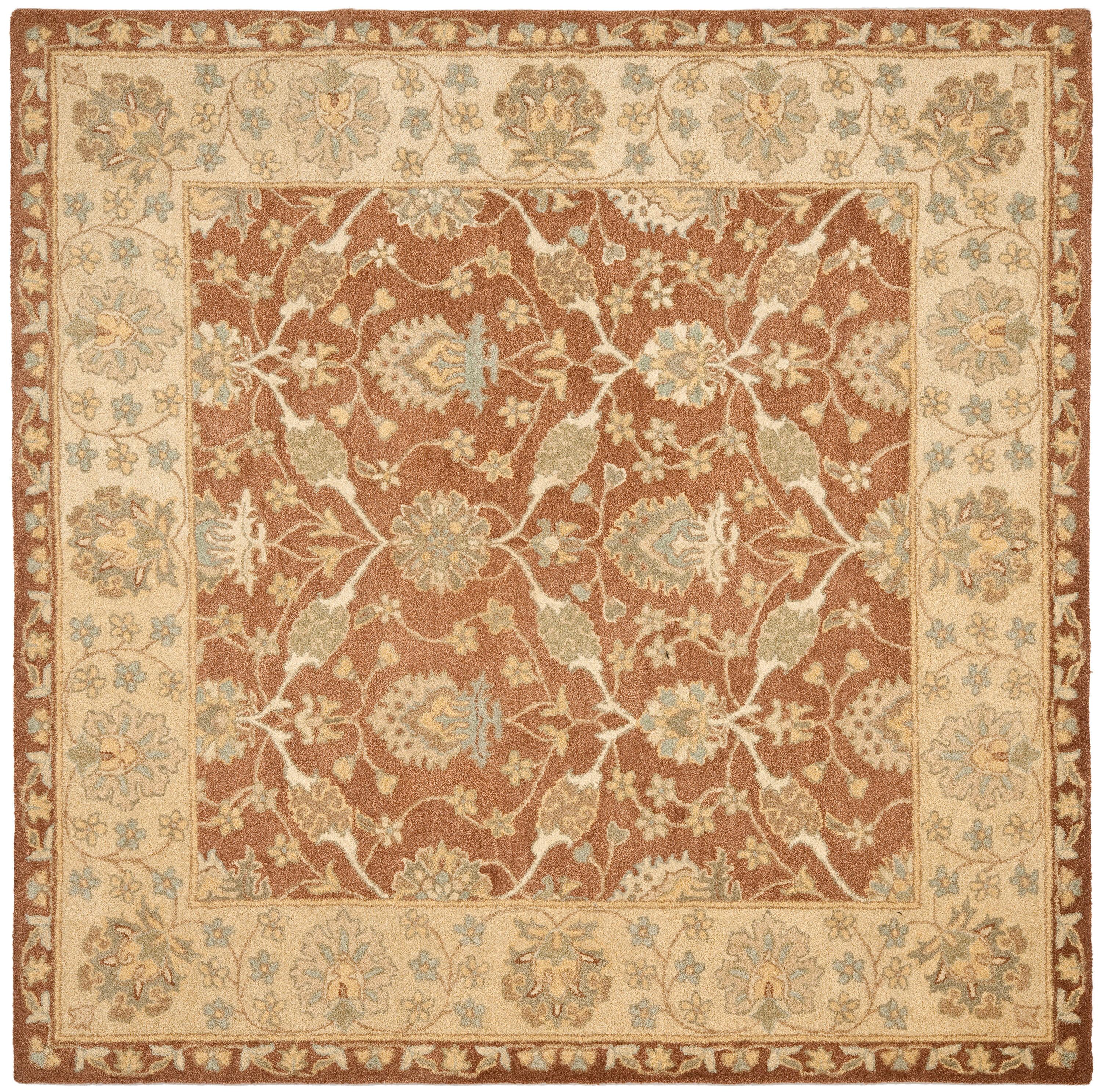 SAFAVIEH Antiquity Gisselle Traditional Floral Wool Area Rug, Brown/Taupe, 8' x 8' Square