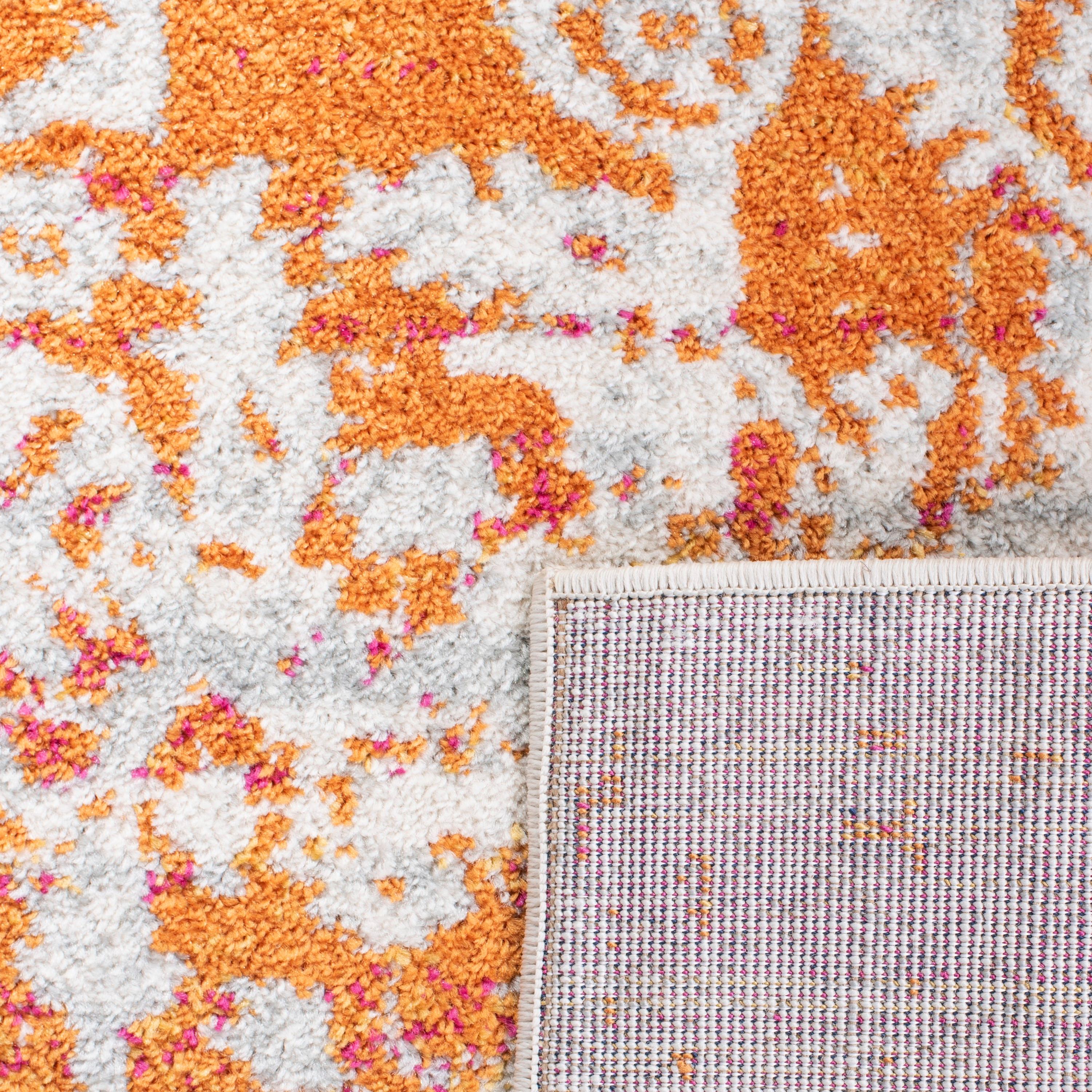 Madison MAD603 Power Loomed Area Rug - Orange/Ivory - 6'7"x6'7" - Safavieh.