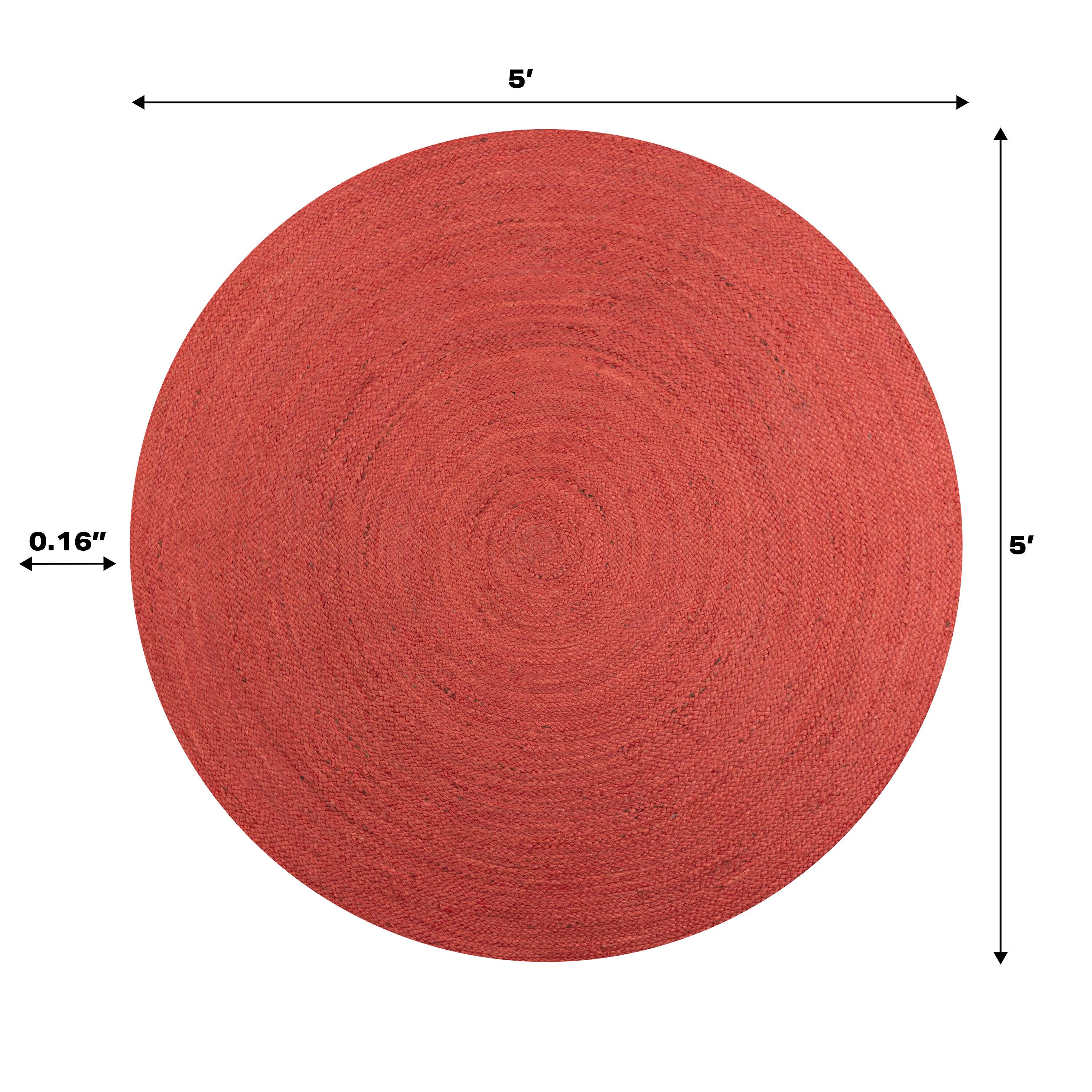 JONATHAN Y Zara Braided Coastal Cottage Round Jute Red 5' Round Area Rug