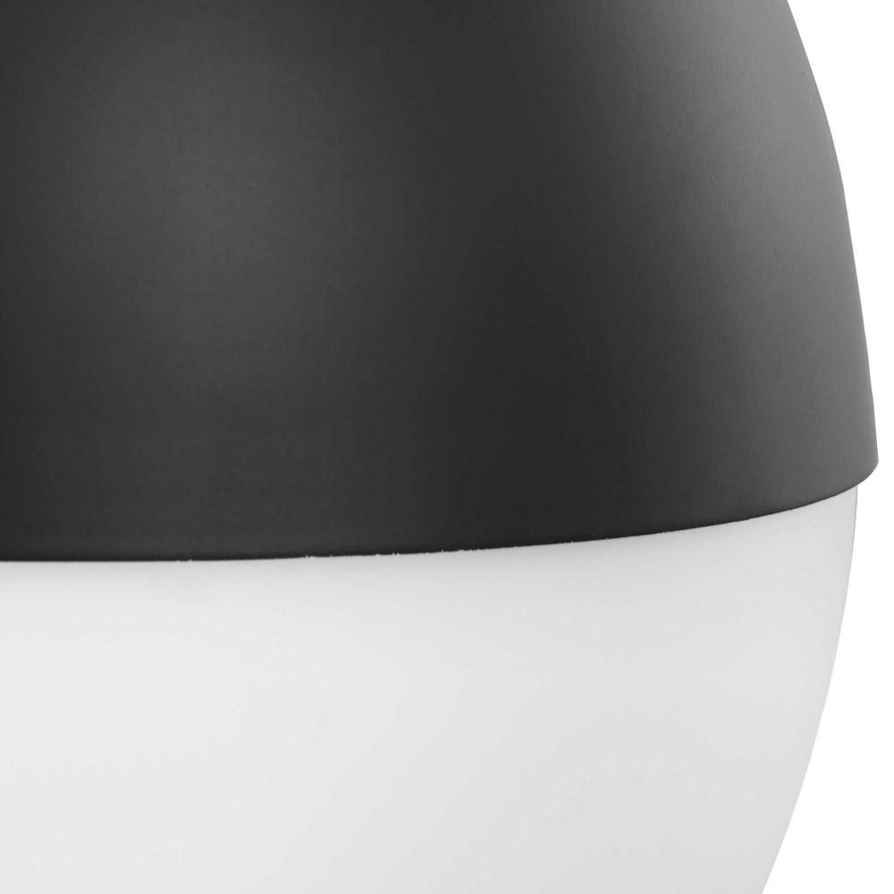 Progress Lighting Globe Collection 1-Light Pendant, Steel, Black Finish, Opal Glass Shade