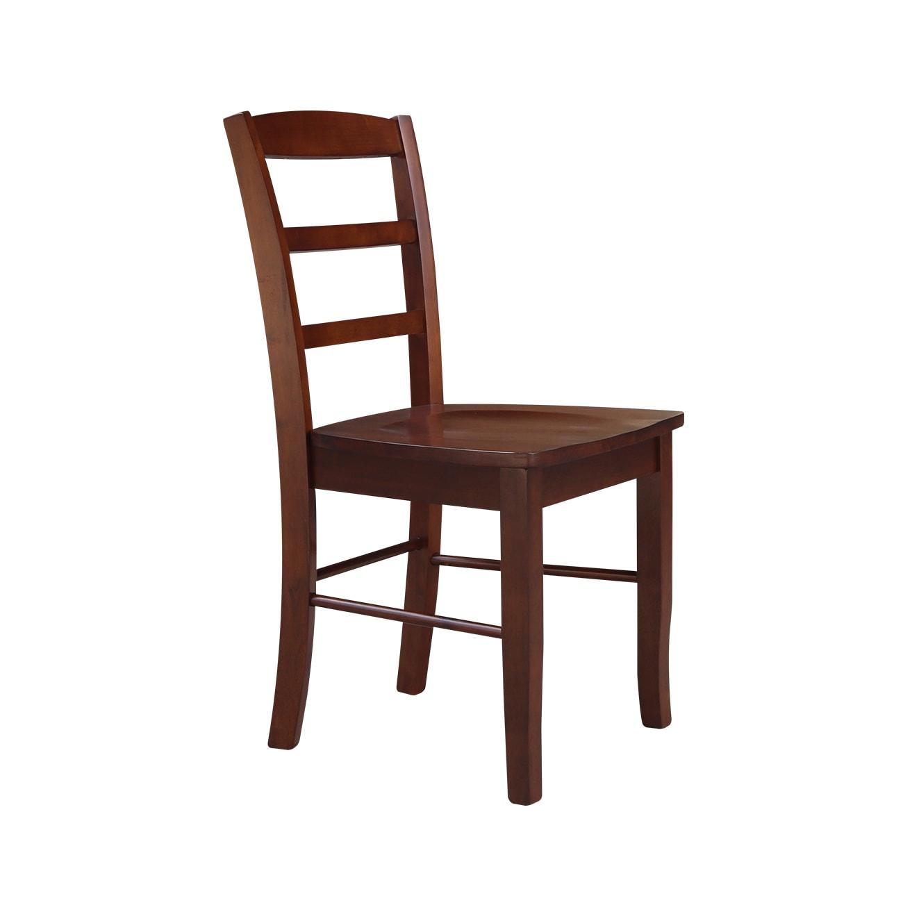 Set of 2 Madrid Ladderback Chairs Espresso - International Concepts: Rubberwood Frame, Mid-Century Modern Style