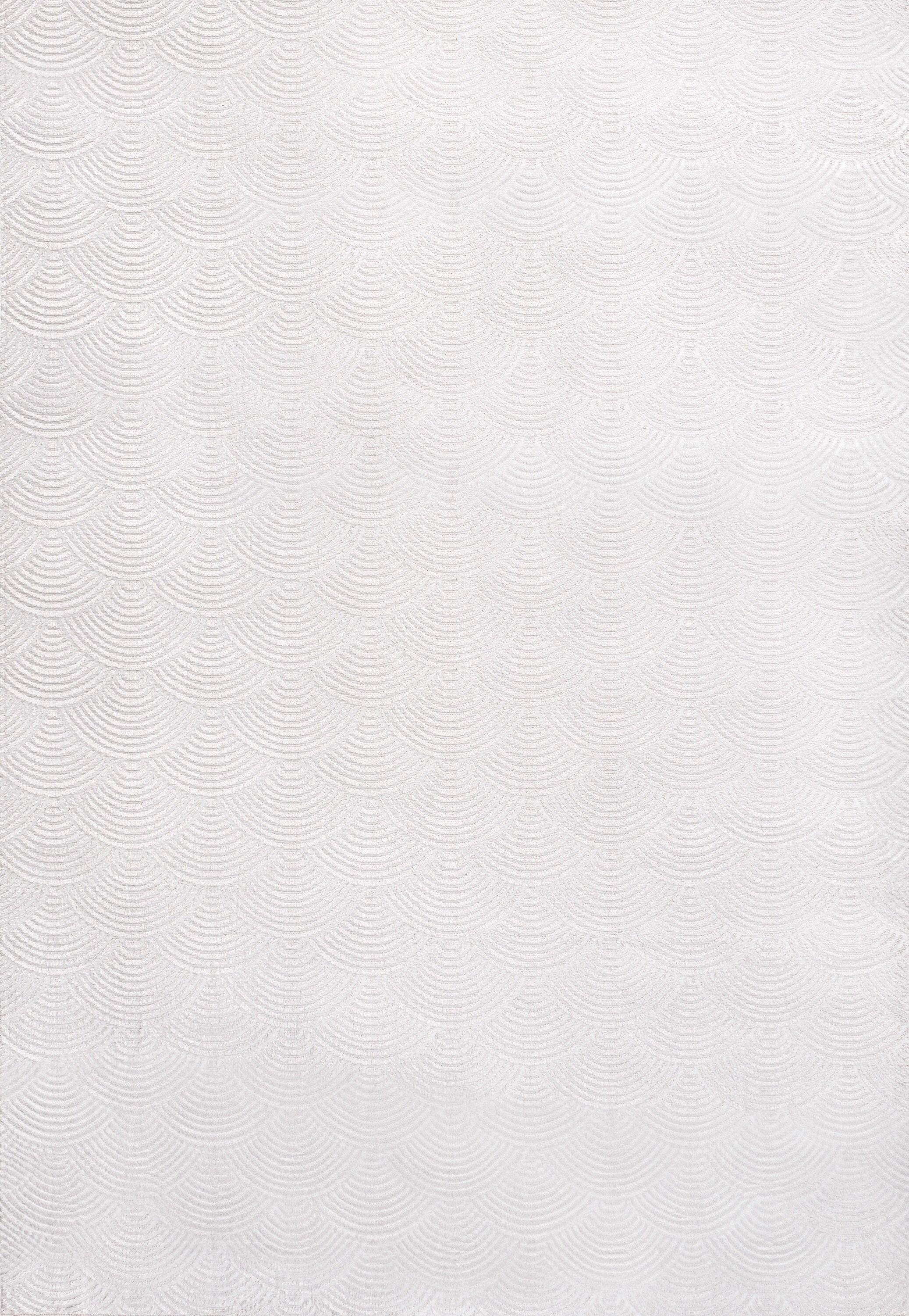 JONATHAN Y Porter Geometric Art Deco Fan Pattern High-Low White/Light Gray 4 ft. x 6 ft. Area Rug