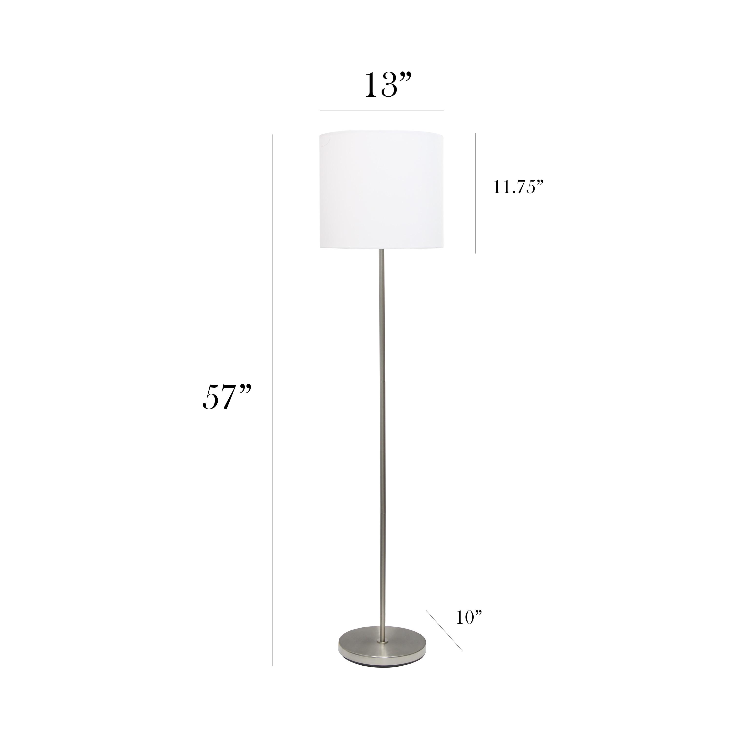 Simple Designs 57" Traditional Brushed Nickel Stick Floor Lamp with Feit LED (Includes LED Light Bulb) White