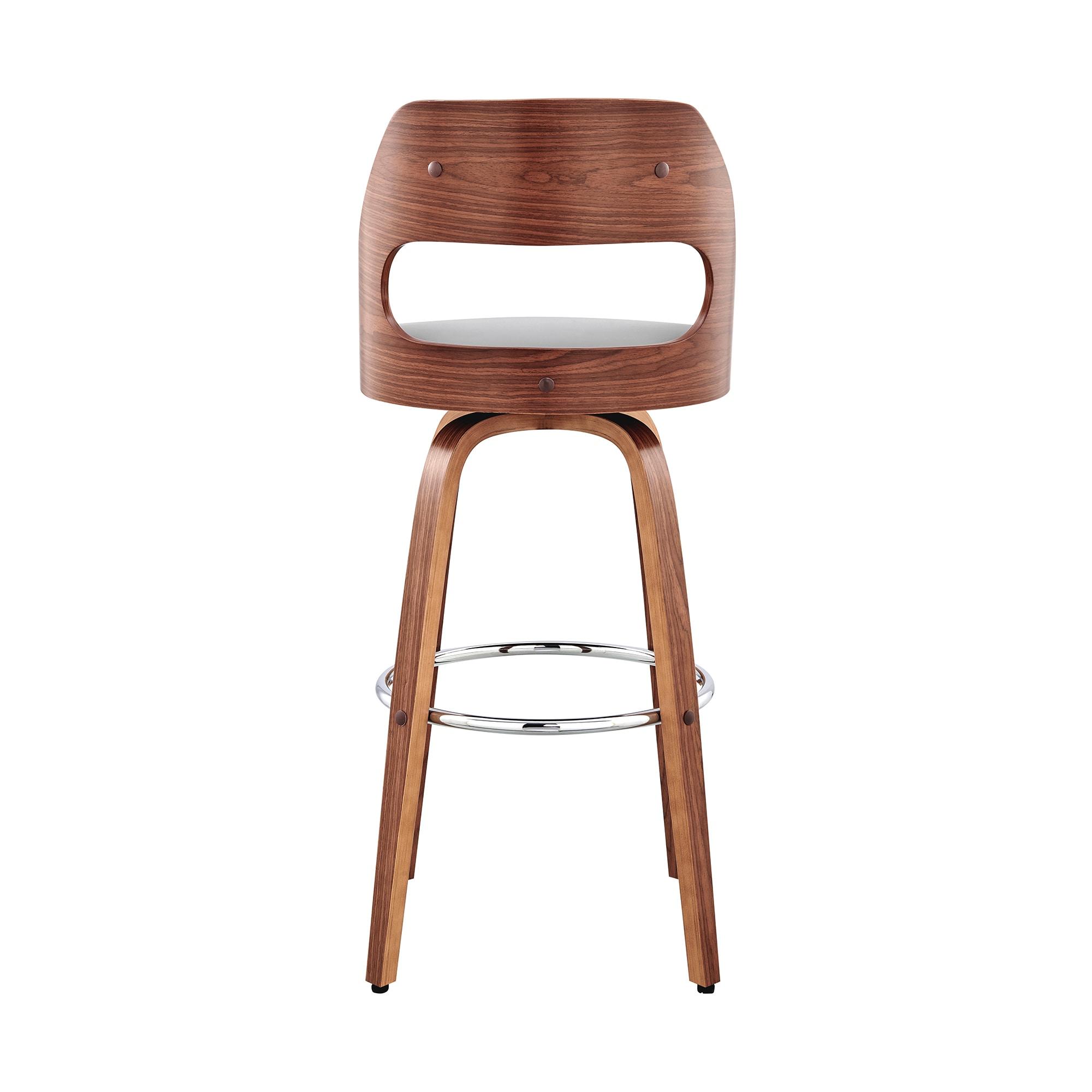 Armen Living Indoor Julius 30" Cream Faux Leather and Walnut Wood Bar Stool