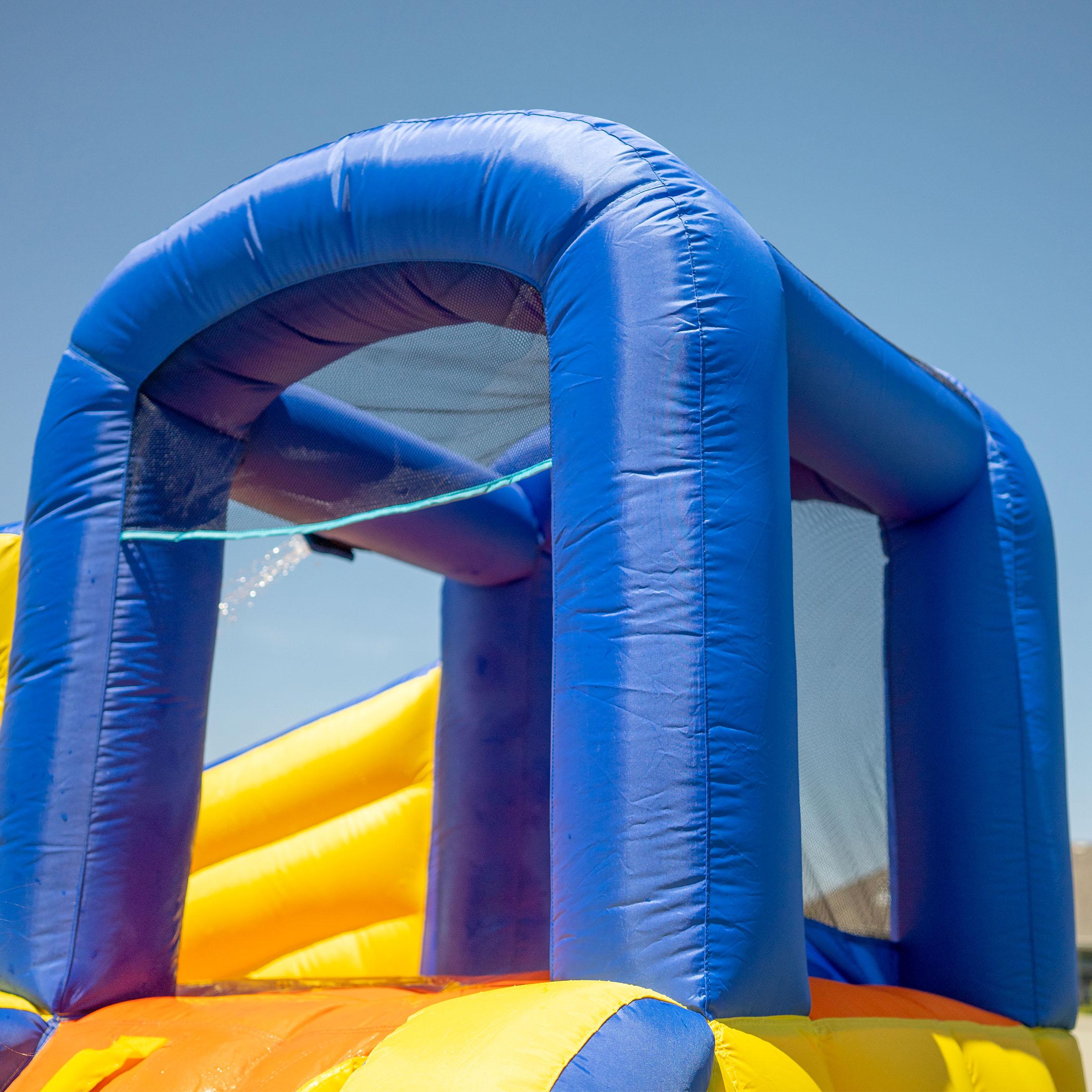 Sportspower™ Big Wave II Inflatable Water Slide with Climbing Wall & Splash Pool, Ages 3-8, Heavy Duty, ASTM Certified, Lifetime Warranty on Included Blower