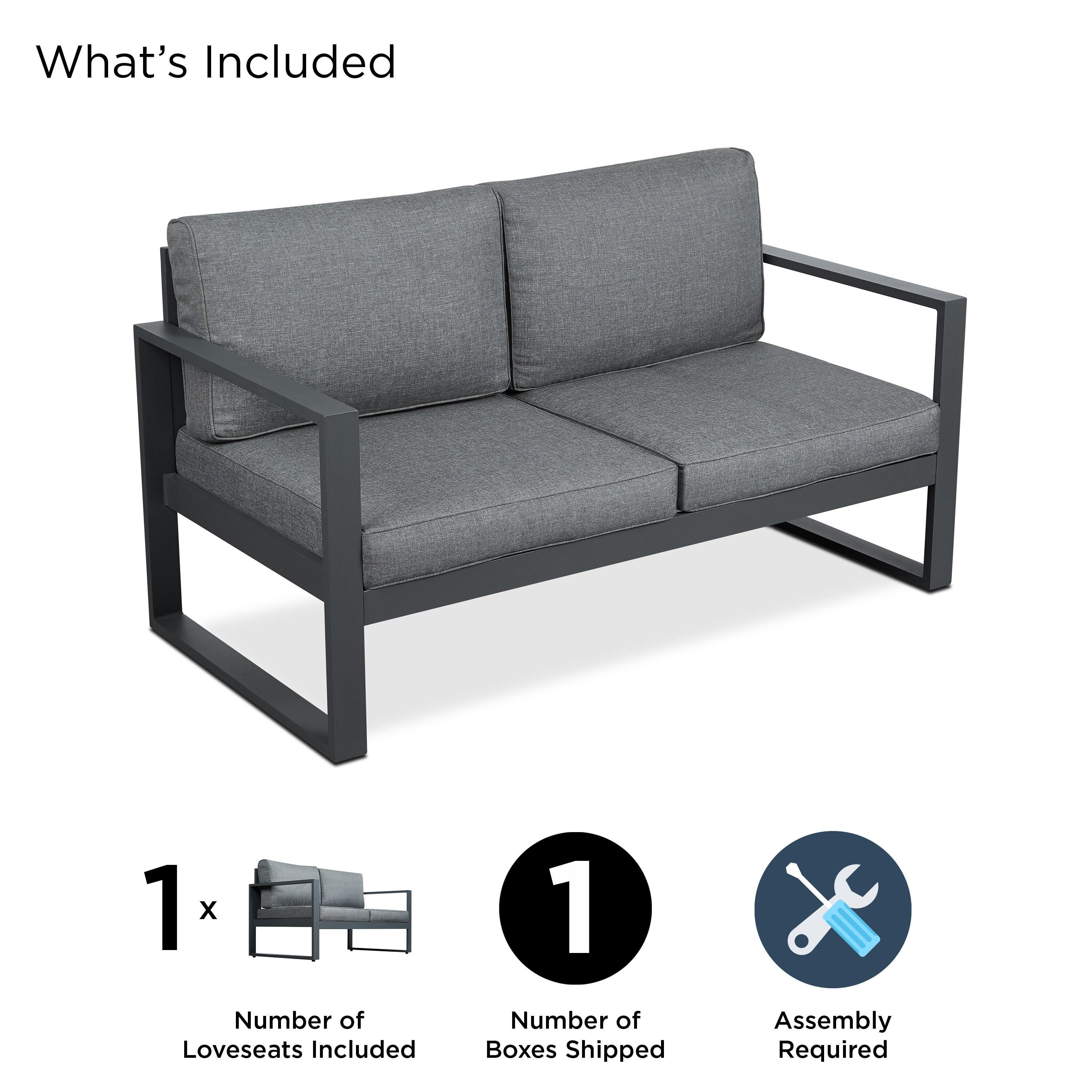 Real Flame BALTIC 55" Metal Outdoor Loveseat With Cushions by Real Flame