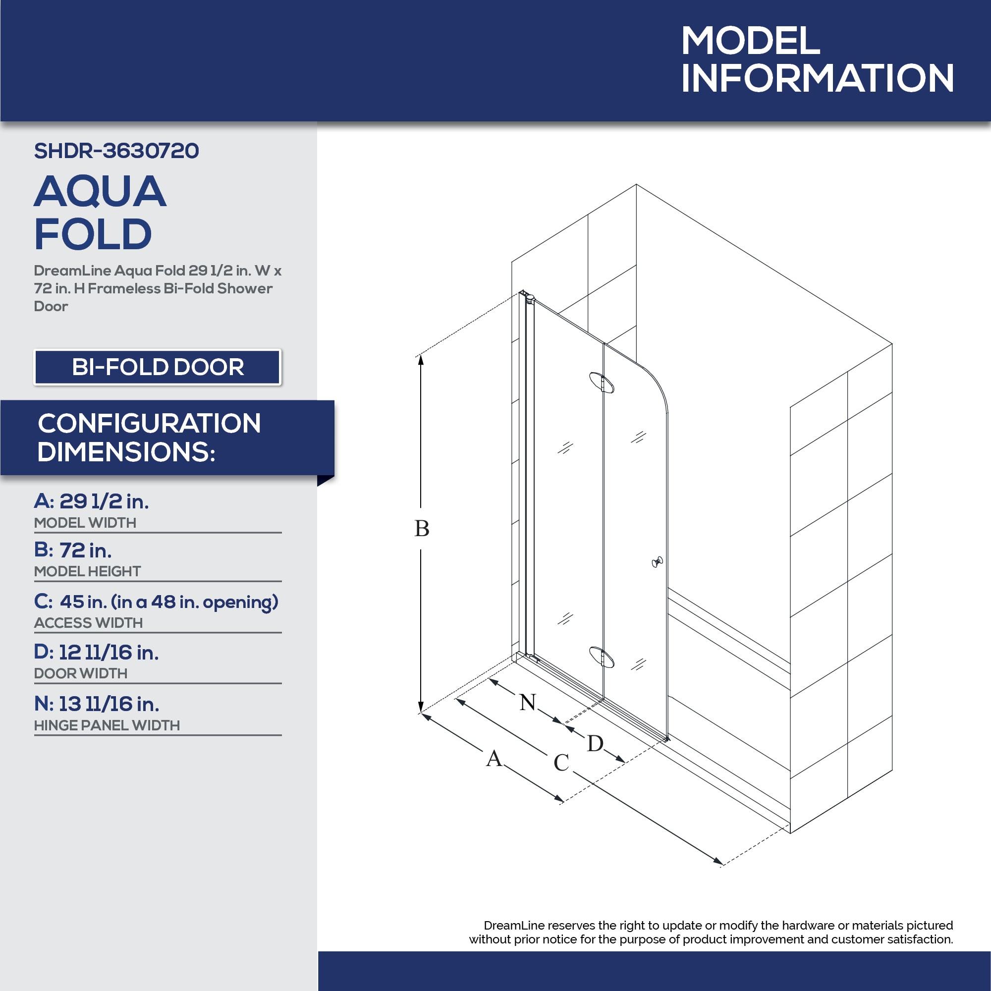 DreamLine Aqua Fold 32" W x 72" H Frameless Square Hinged Shower Enclosure with Base Included DL-6529C-88-01