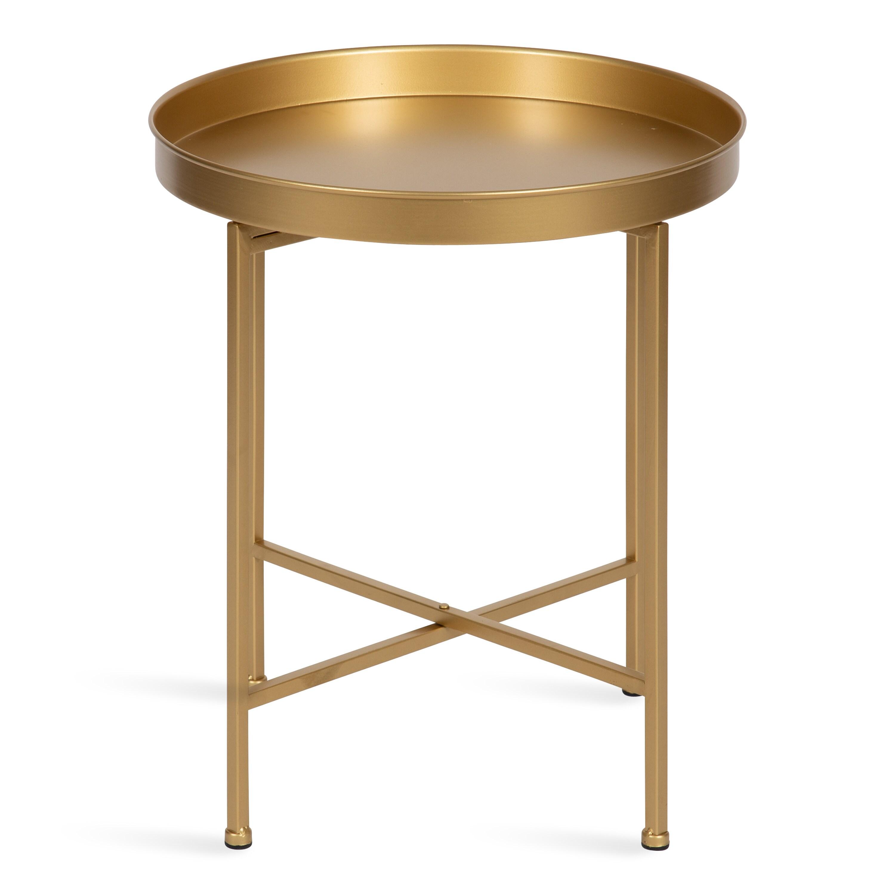 Kate and Laurel Celia Round Metal Side Table, 18.25x18.25x22, Gold