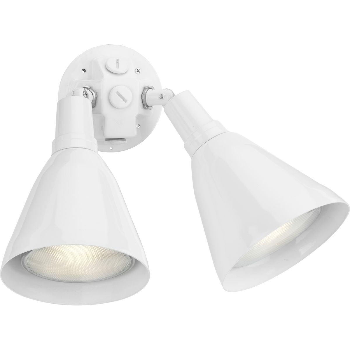 Progress Lighting Par 2-Light Outdoor Wall Light, White, Aluminum, Antique Bronze, Adjustable Swivel Heads, Shade Included