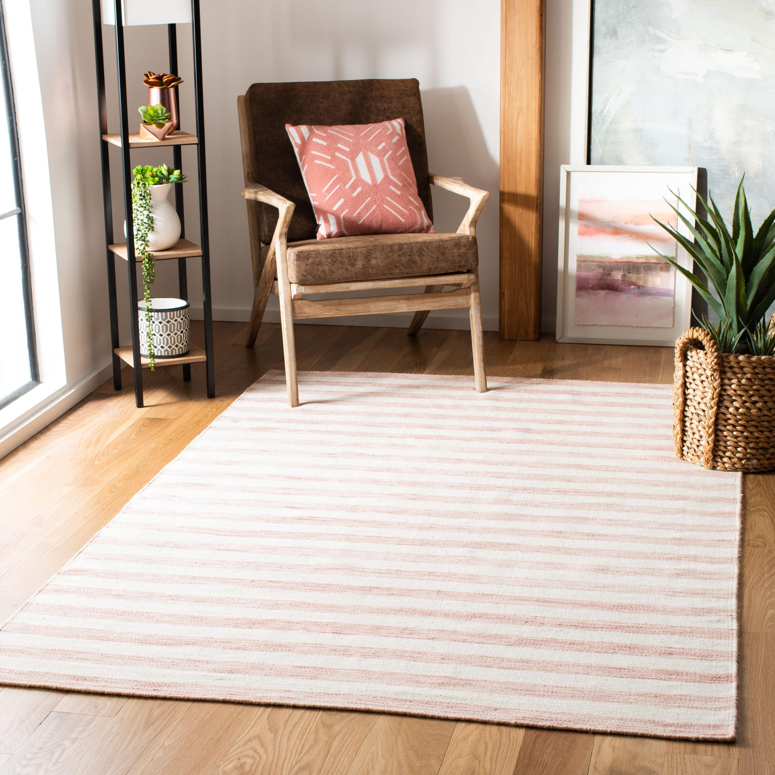 Dhurries DHU575 Hand Woven Area Rug - Rust/Ivory - 6'x9' - Safavieh.