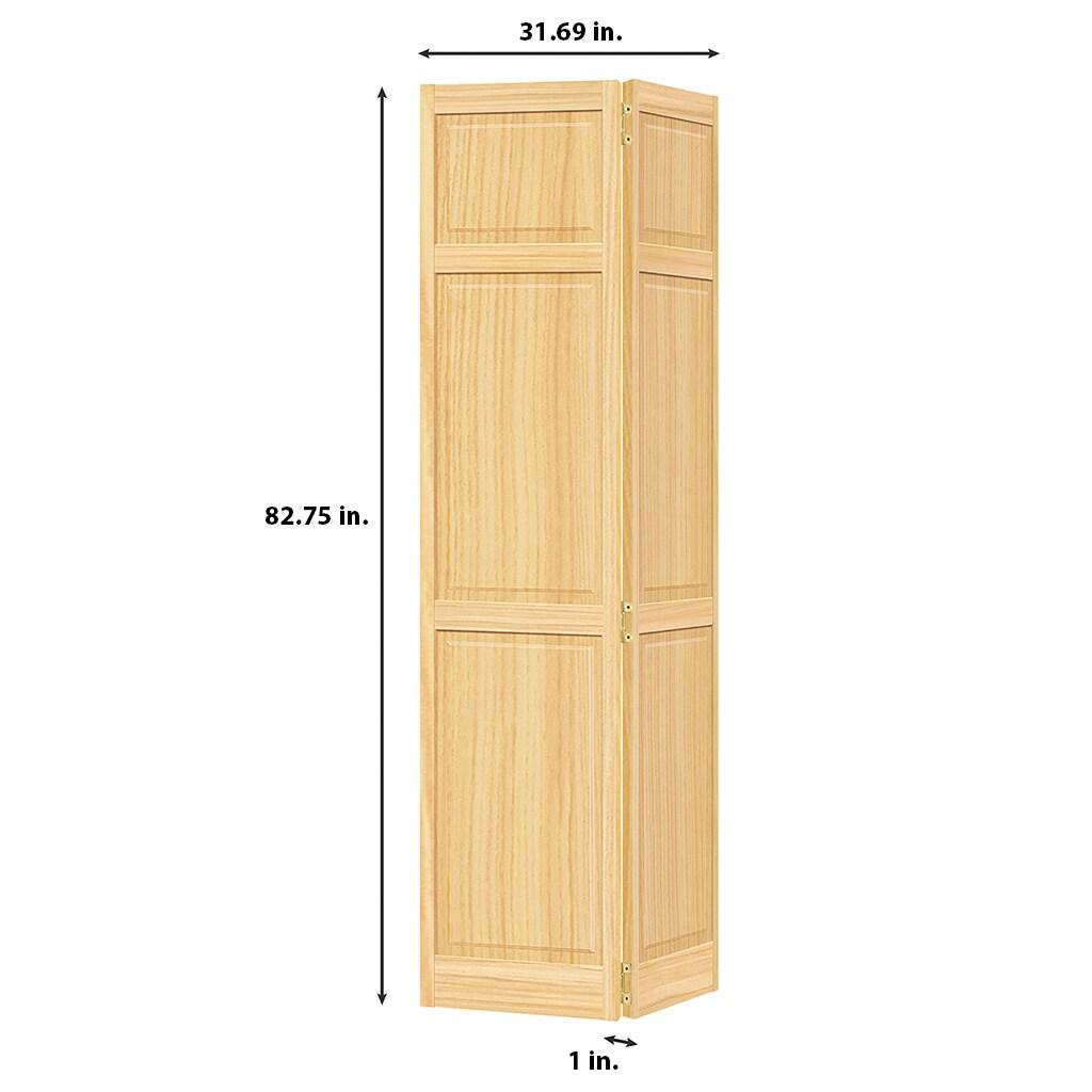 Traditional 6 Panel Clear Solid Core Unfinished Wood Bi-fold Door