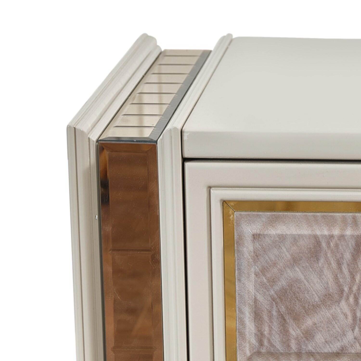 Omary Traditional Style Nightstand with gold Accent made with Wood in Beige