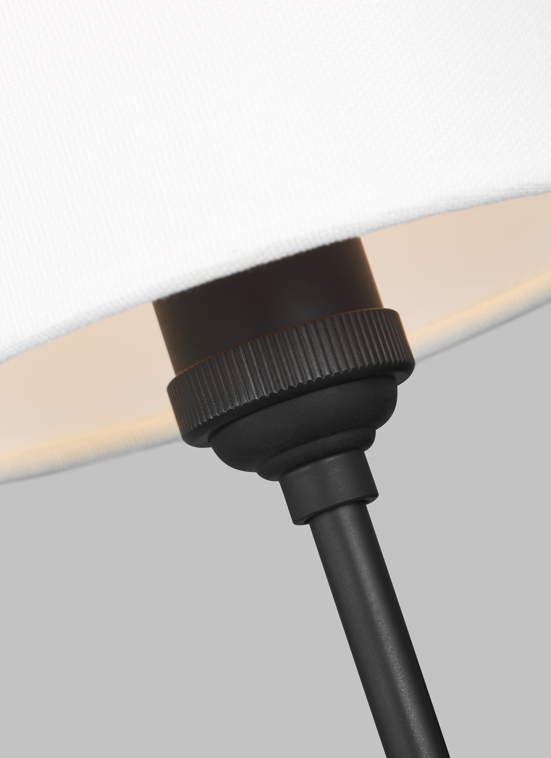 Baker 5.5 in. 1-Light Midnight Black Wall Sconce With White Linen Fabric Shade