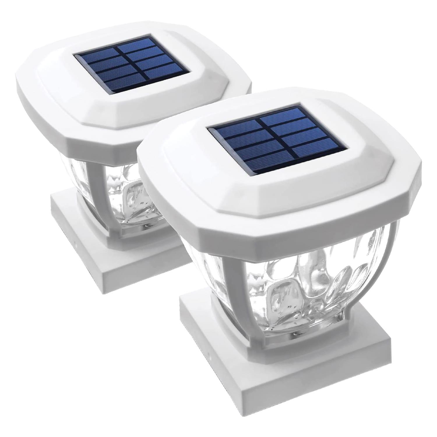 Home Zone Security® 12-Lumen-Each 4 x 4 Solar LED Post Cap Lights (White)