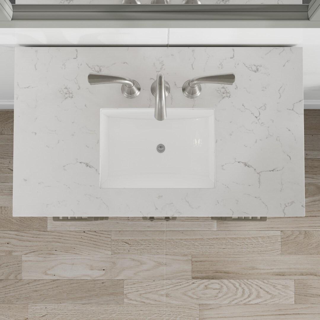 Eviva Hampton 36" Gray Transitional Bathroom Vanity w/ White Carrara Top