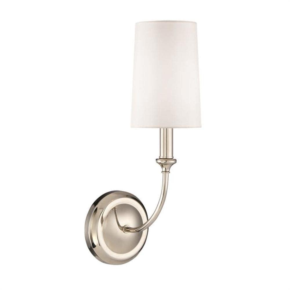 Sylvan Polished Nickel Dimmable Sconce with White Silk Shade