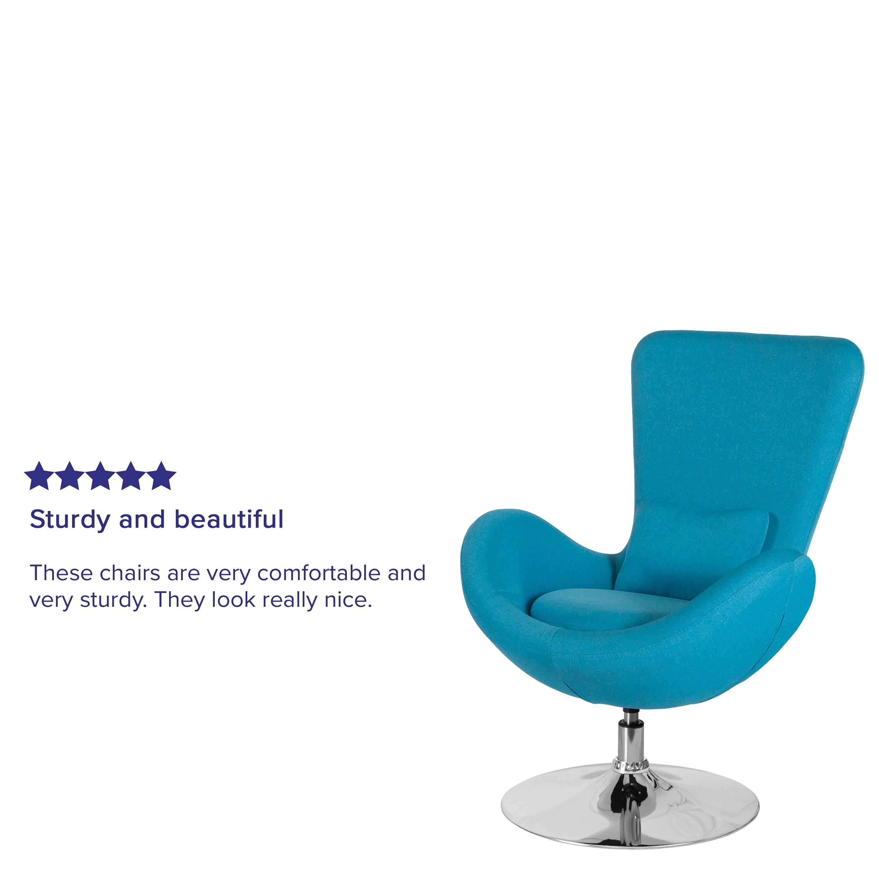 Flash Furniture Egg Series Aqua Fabric Side Reception Chair