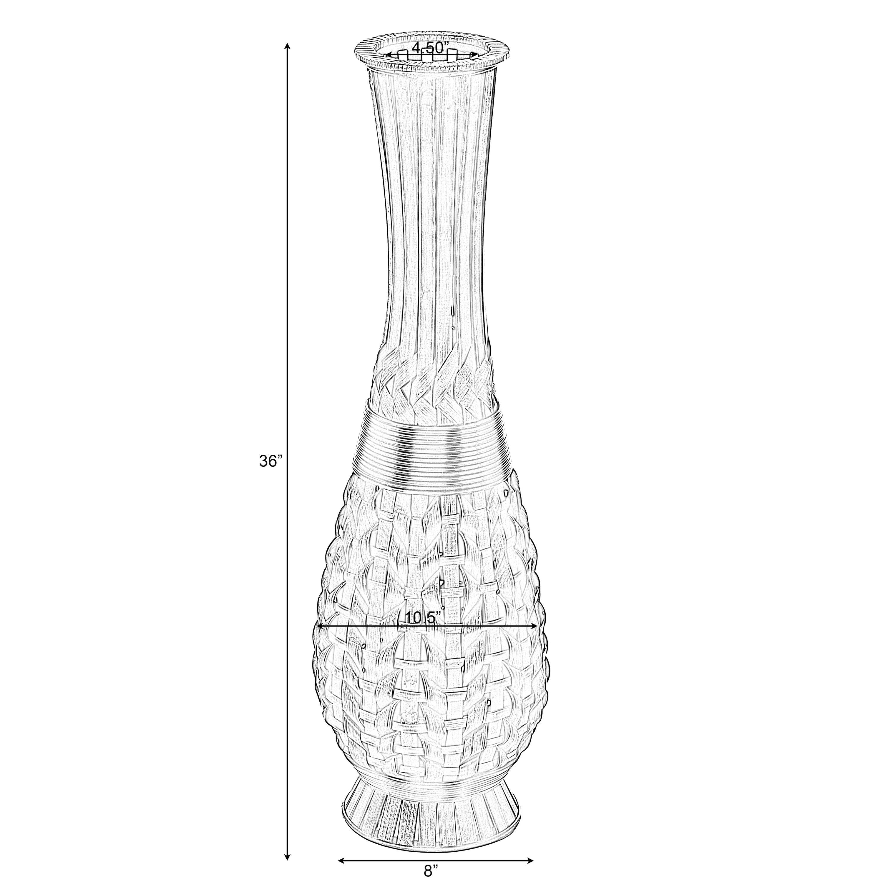 Uniquewise Antique Trumpet Style Brown Bamboo Floor Vase - 36-inch-Tall Decorative Vase for Entryway or Living Room - Vintage-Inspired Home Decor