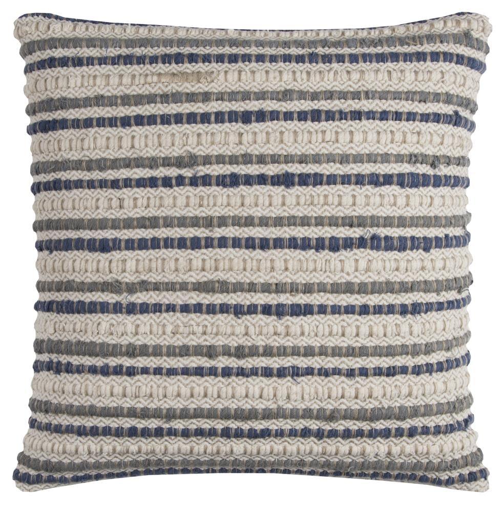 Rizzy Home Throw Pillow T11561 Traditional Natural Channel Woven 20" x 20" Square, Poly Filled