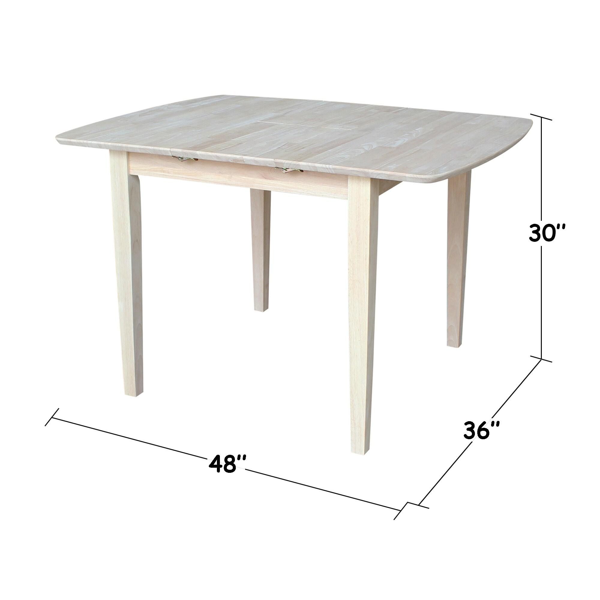 30" Extendable Dining Table with Butterflyand Shaker Styled Legs Unfinished - International Concepts: Solid Wood, Seats 6