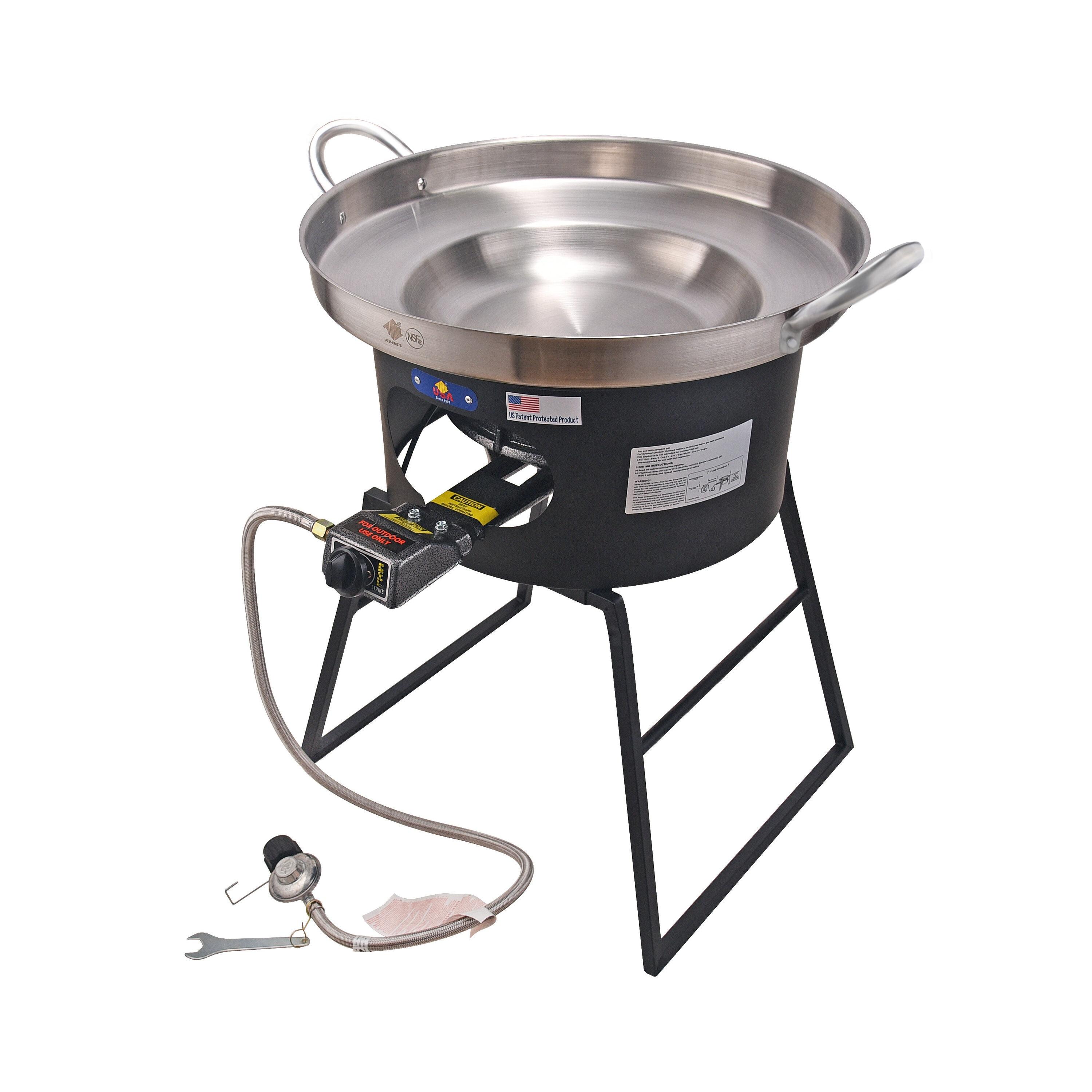 ARC 23" Stainless Steel Concave Comal Set, 30,000 BTU Propane Burner and Stand, Discada Disc Cooker.