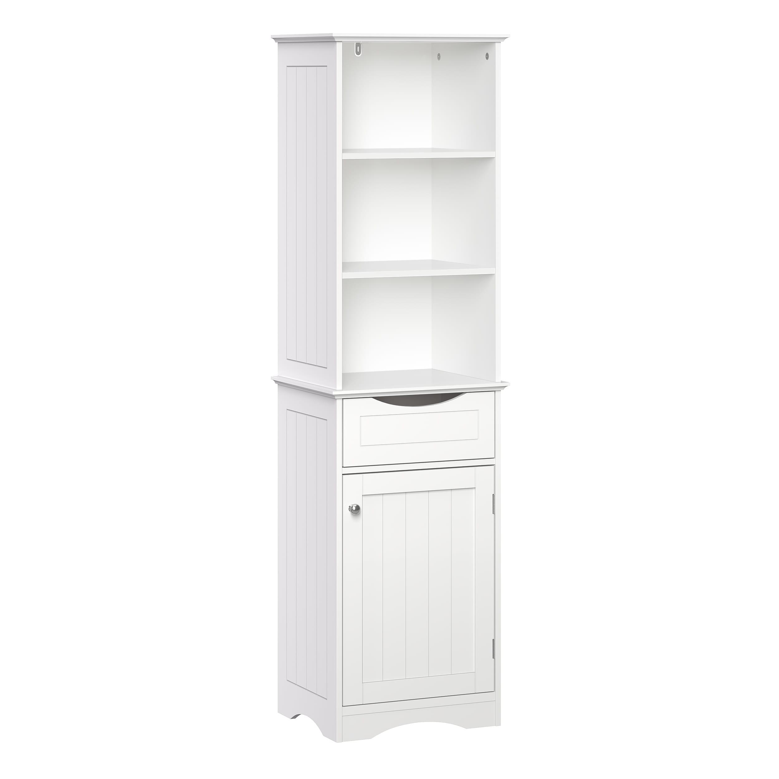 RiverRidge Ashland Tall Bathroom Storage Linen Cabinet and Organizer with Drawer and Shelves