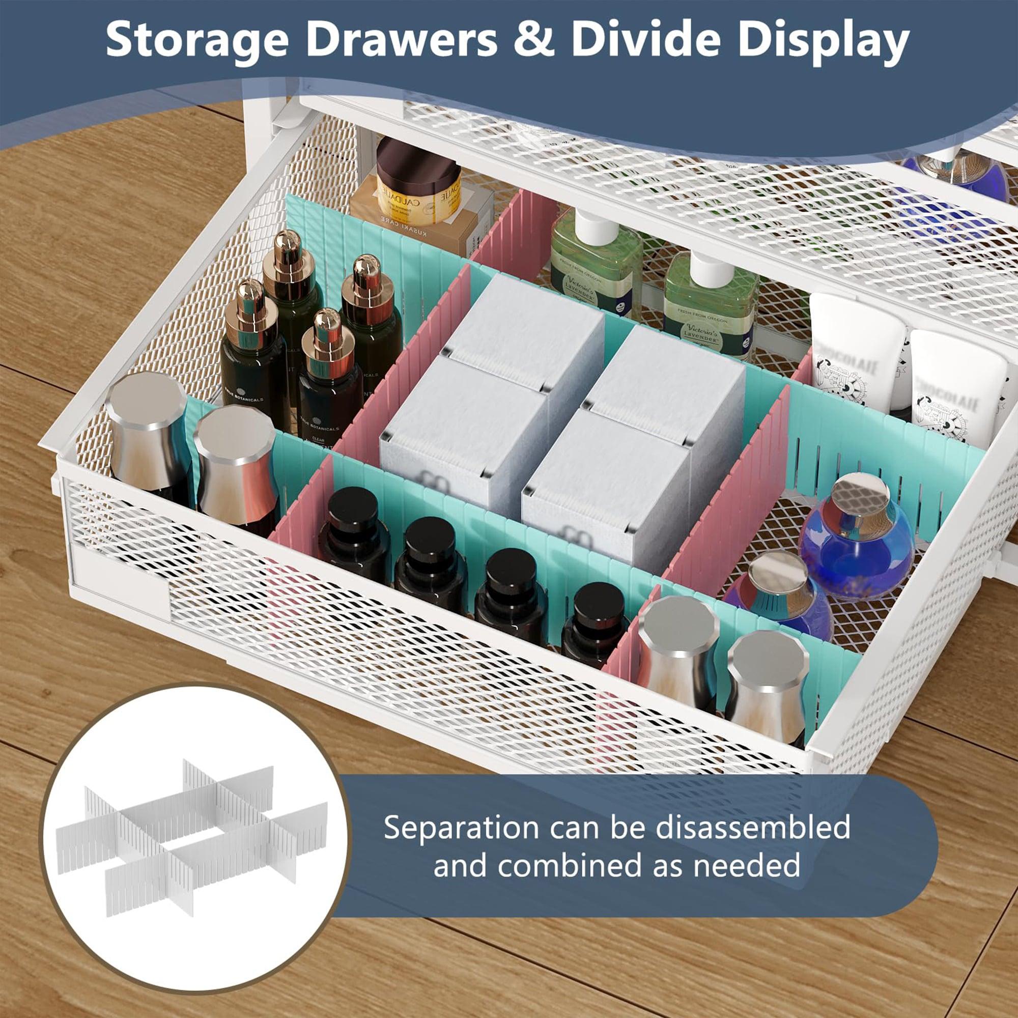 Makeup Organizer with 4 Drawers, Skincare Storage, Floor Skincare Organizers with Wheels