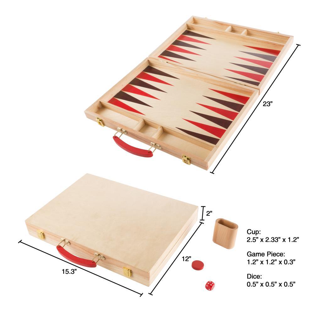 Toy Time Portable Wooden Backgammon Board Game Set With Accessories