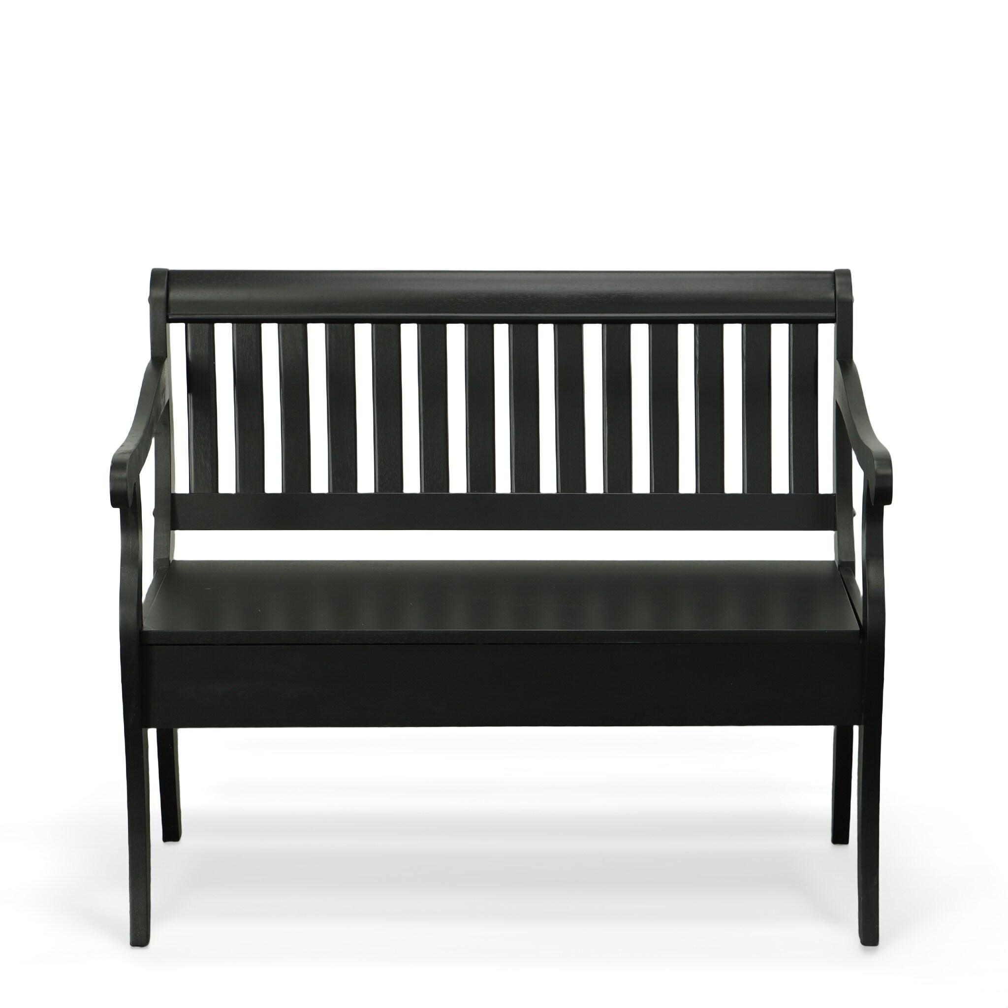 Carolina Living Martha Storage Bench Antique Black: Hardwood, Unupholstered, 2-Person Seating