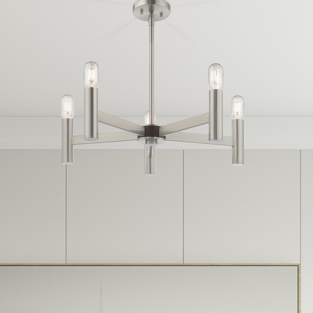 Copenhagen Industrial Chic 5-Light Brushed Nickel Chandelier