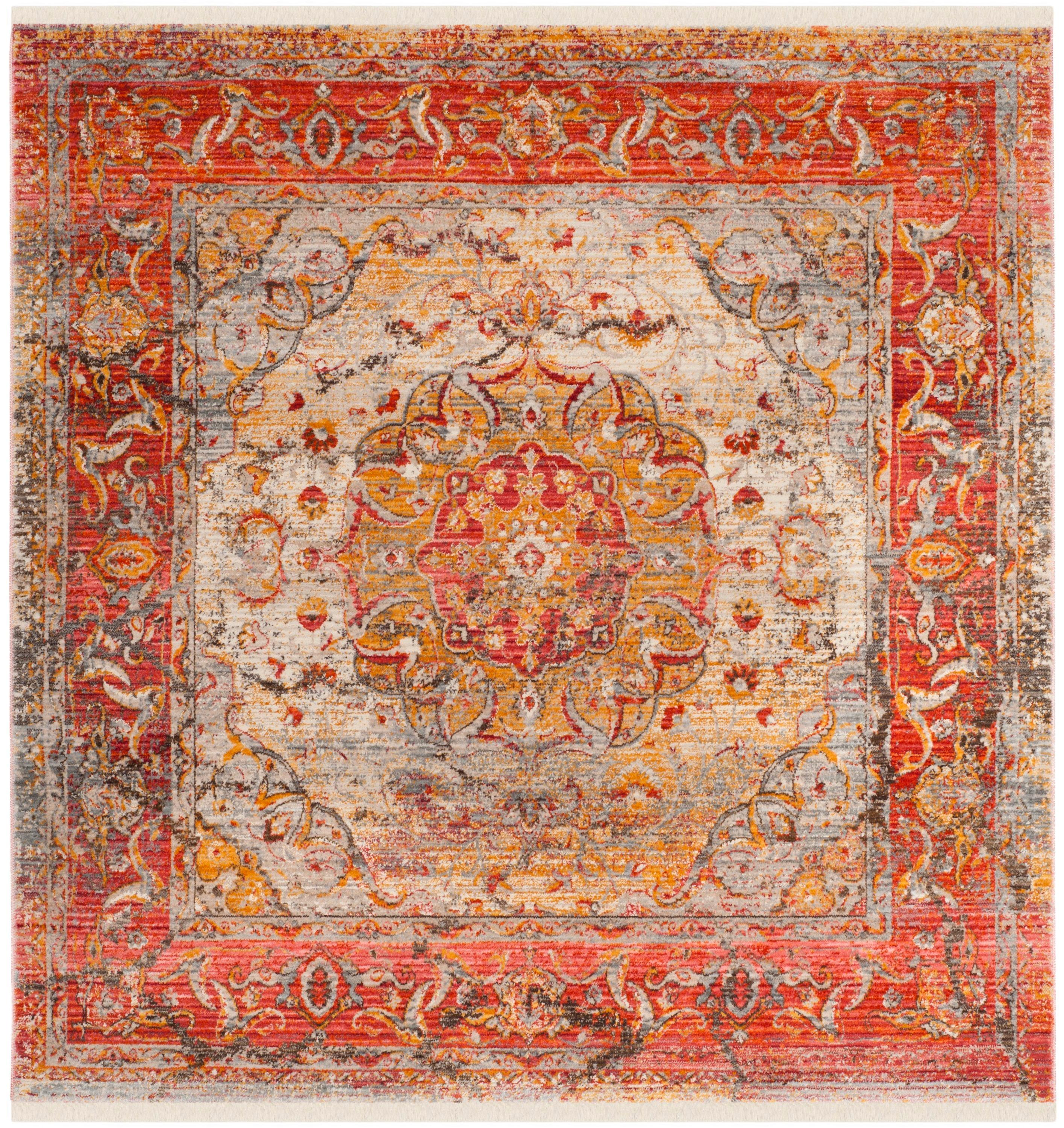 Vintage Persian VTP435 Power Loomed Indoor Area Rug - Saffron/Cream - 5'x5' - Safavieh.