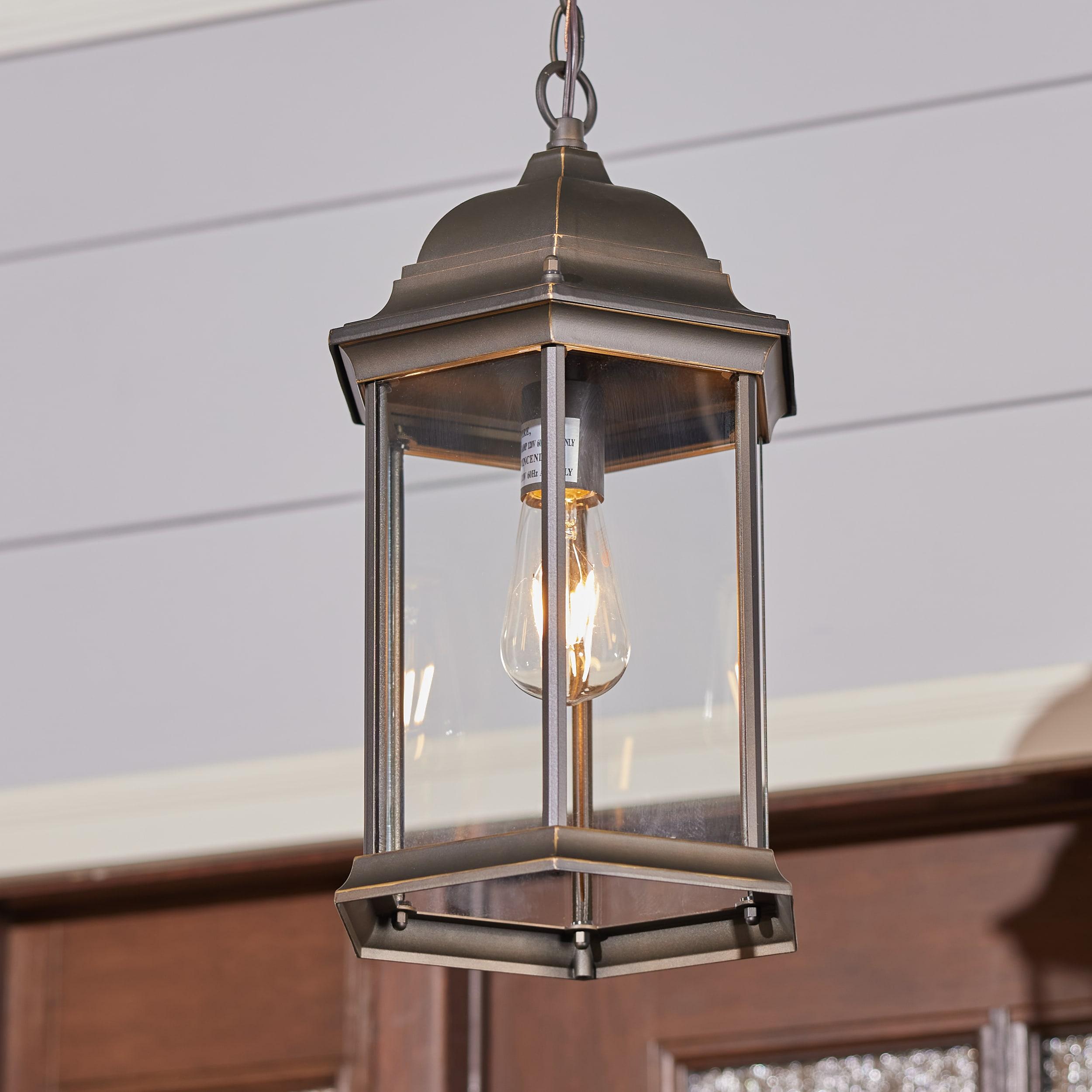 Antique Bronze Classic Lantern Outdoor Pendant with Clear Glass