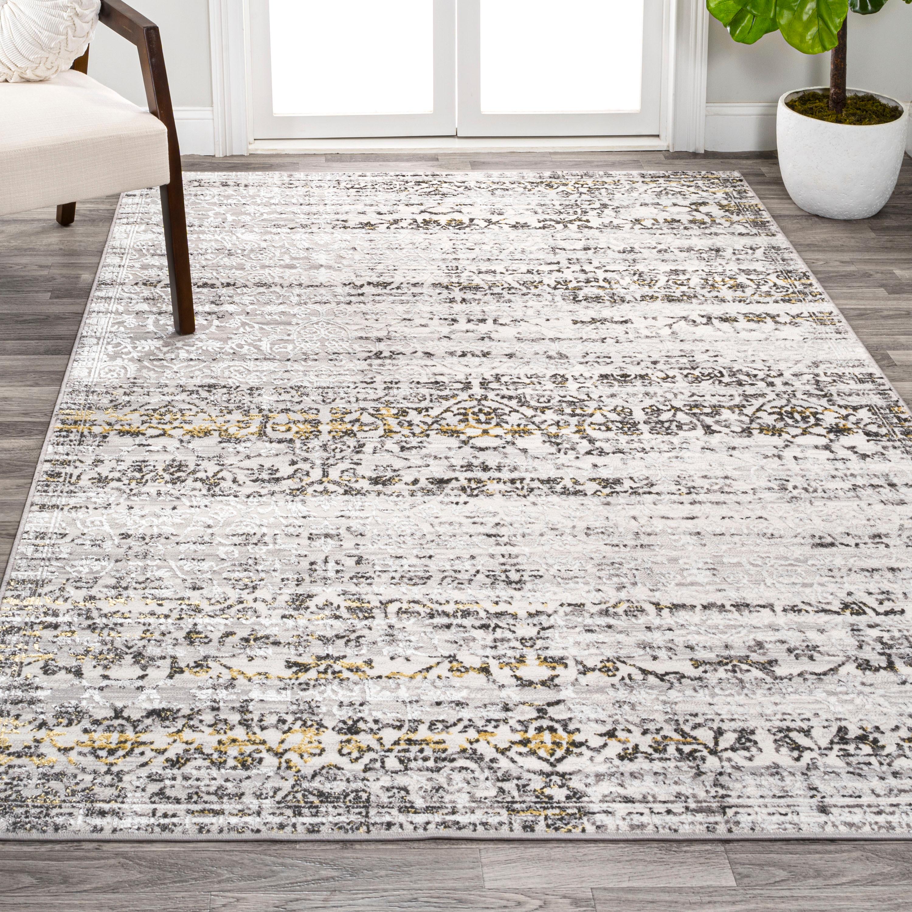 JONATHAN Y Tidal Modern Strie' Ivory/Black 3 ft. x 5 ft. Area Rug