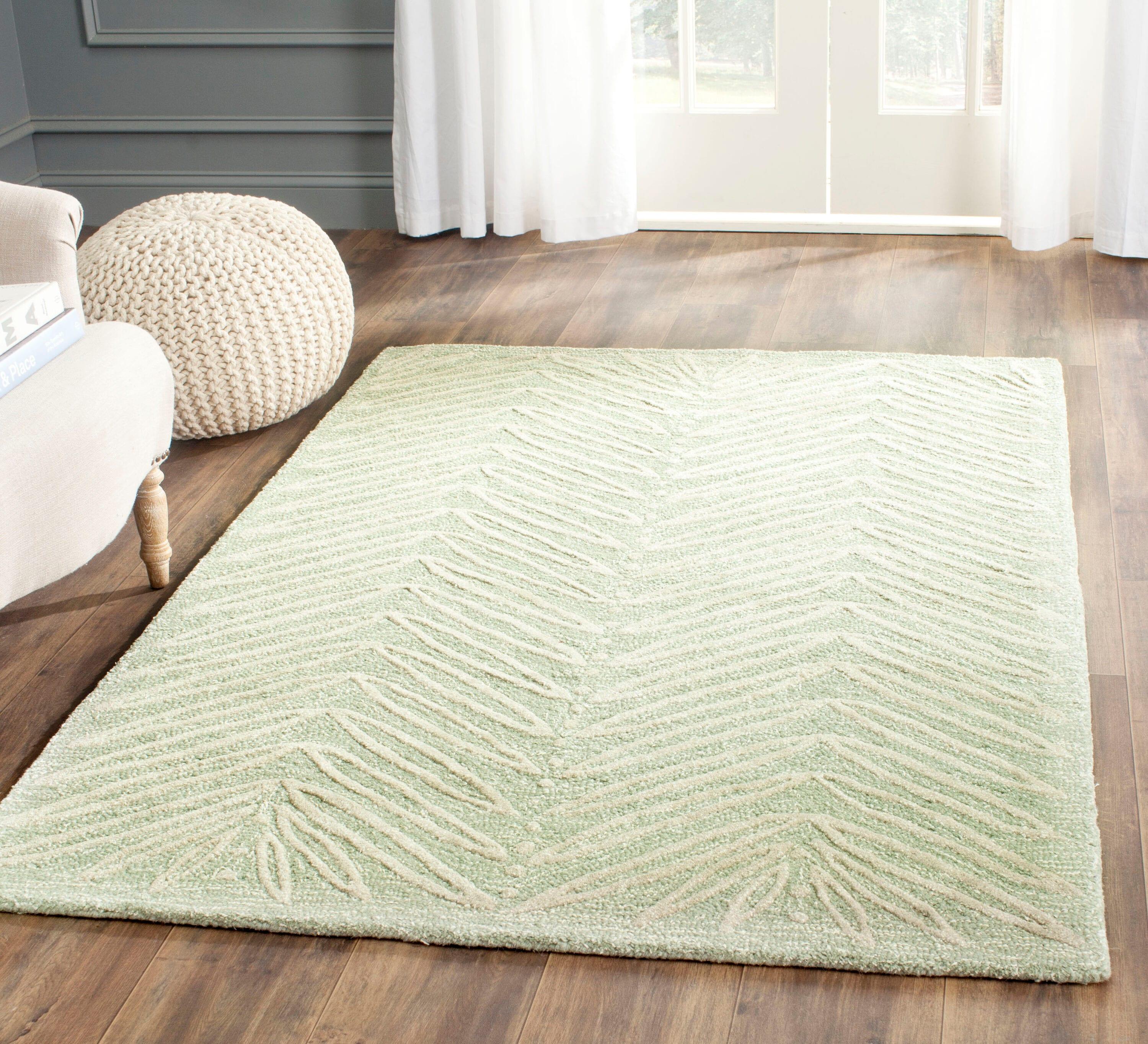 Martha Stewart Chevron Leaves - MSR3612 - Indoor Hand Tufted Area Rugs - Milk Pail Green - 4'x6'