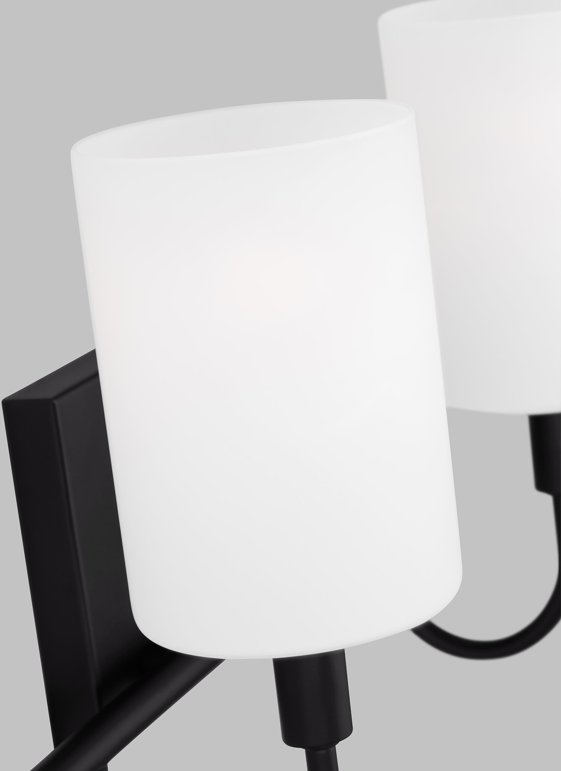 Midnight Black 2-Light Wall Sconce with Etched Glass Shades