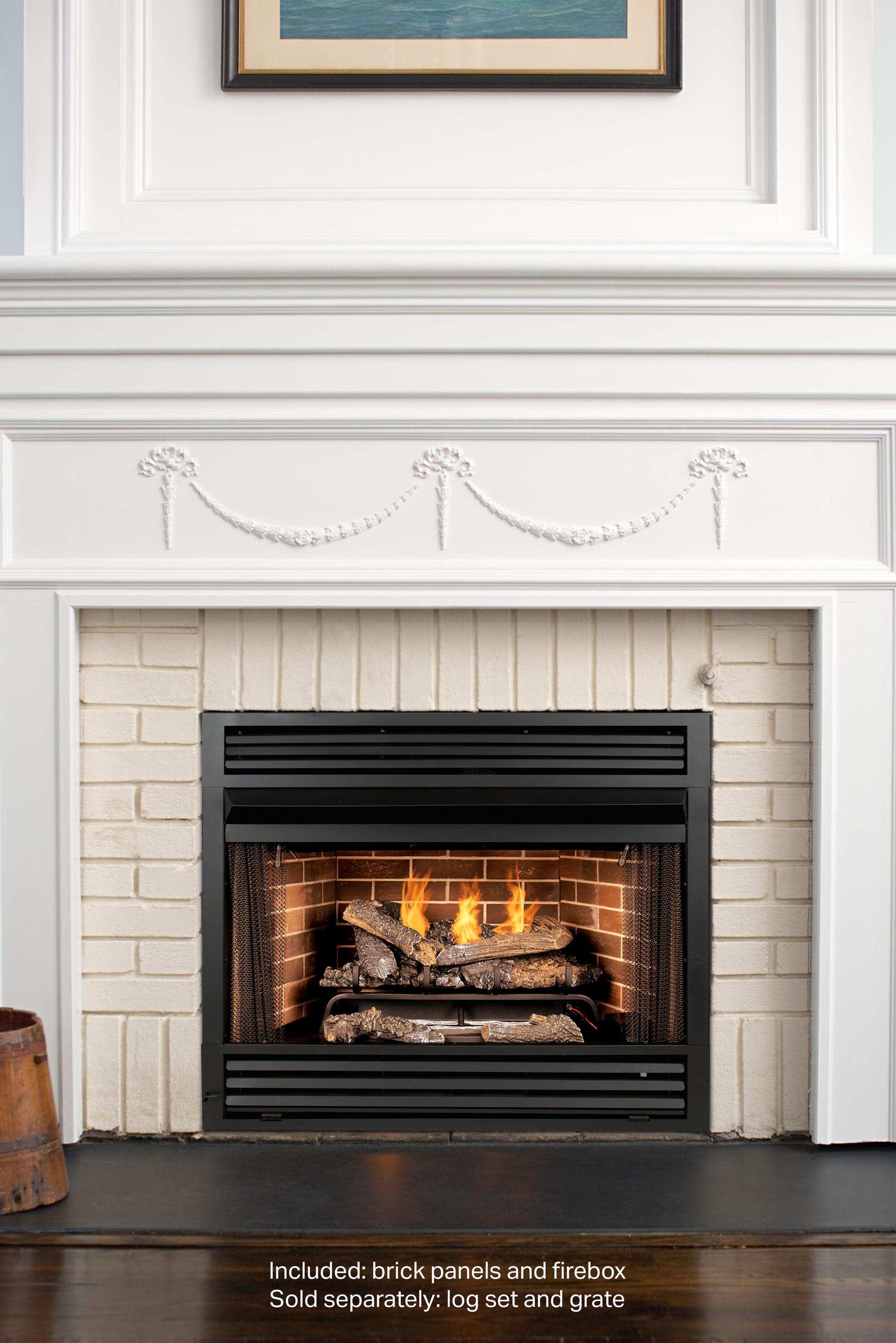 Black 32-Inch Vent-Free Dual Fuel Fireplace Insert