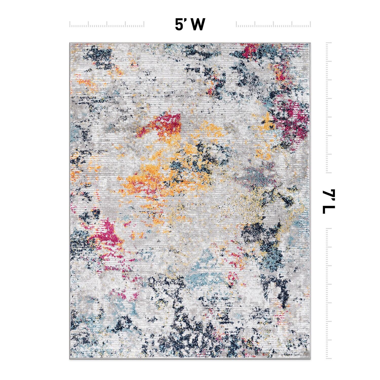 World Rug Gallery Modern Abstract Whispers Indoor Area Rug - MULTI 5'x7'