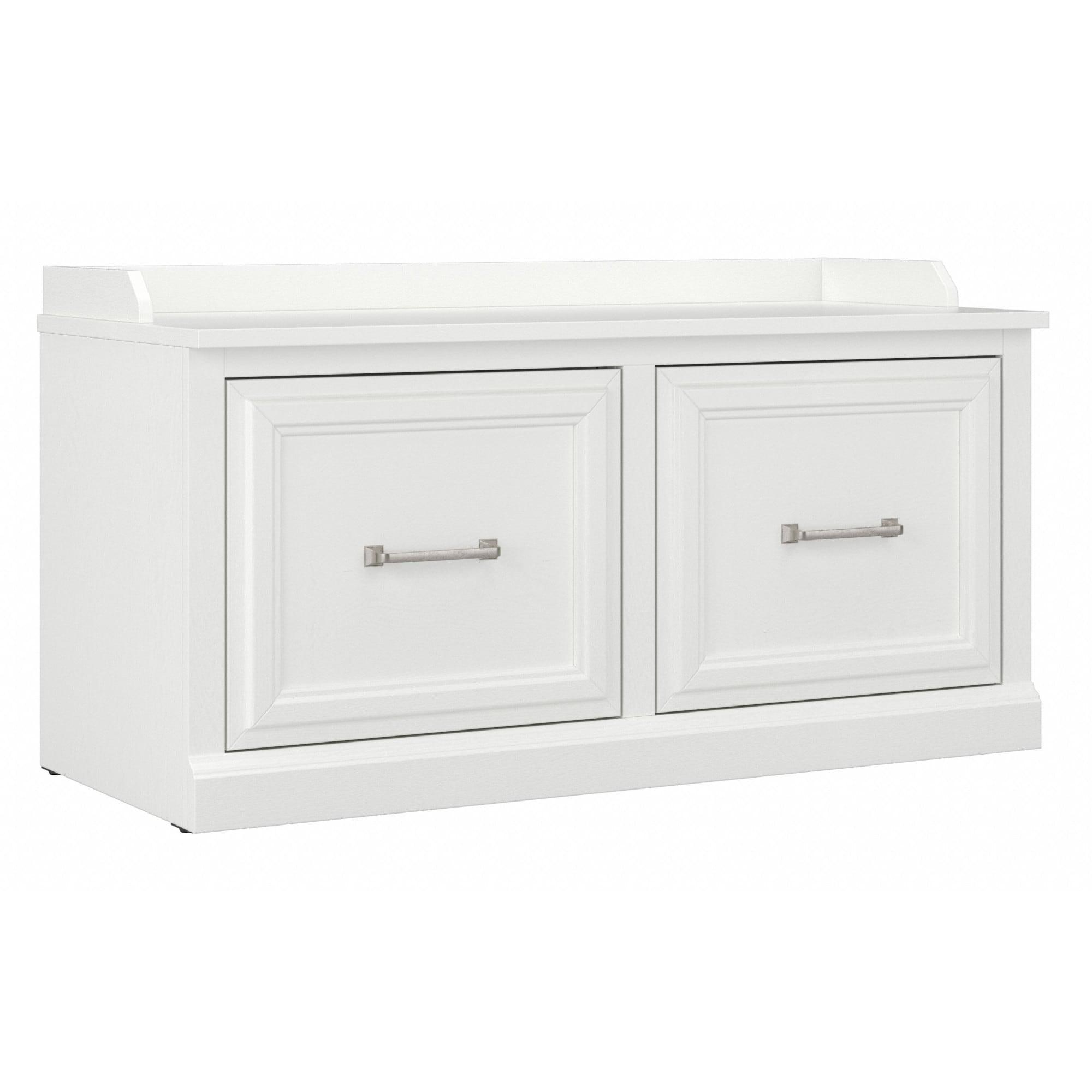 Woodland 40W Shoe Storage Bench with Doors in White Ash - Engineered Wood
