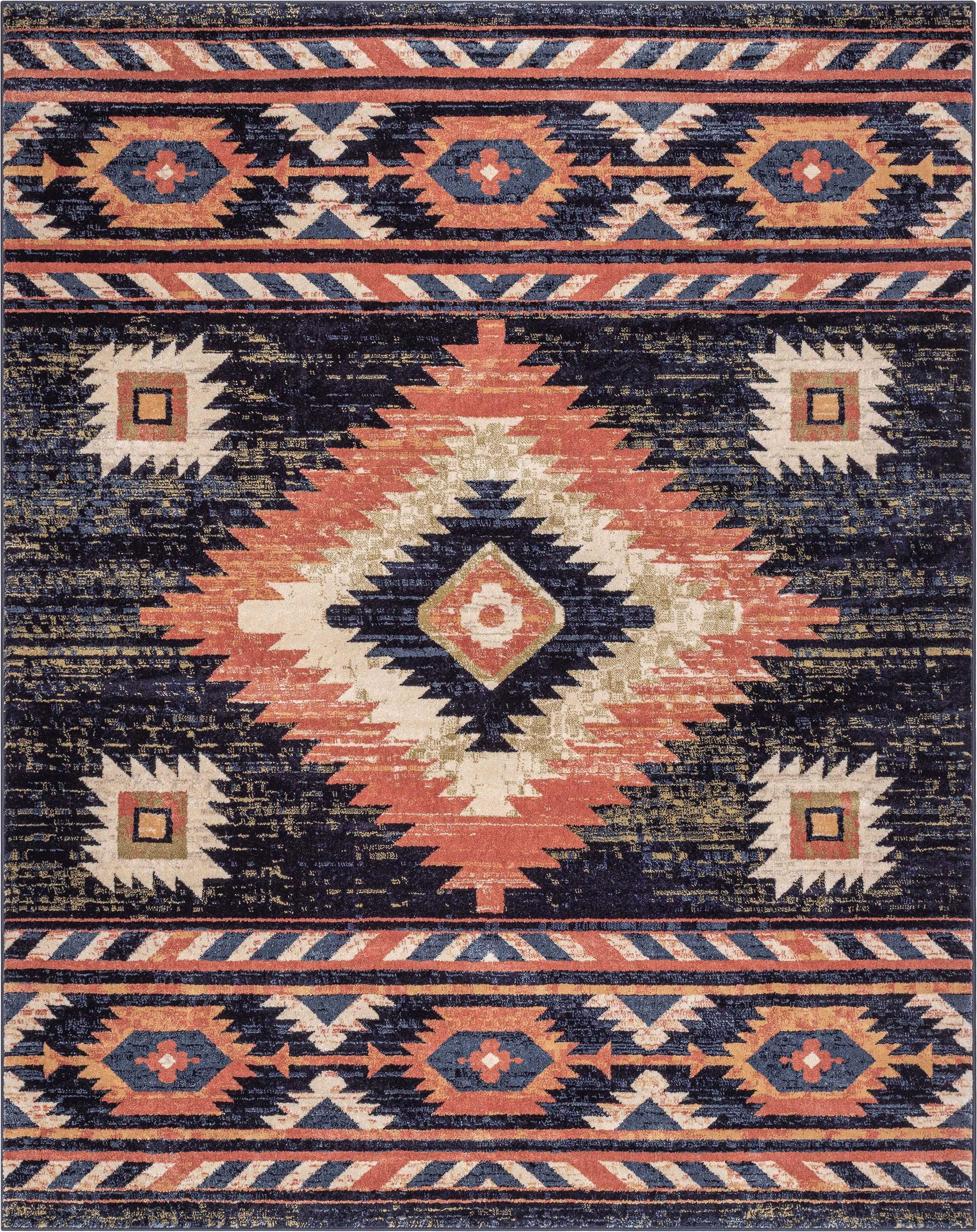 Lorelee Moroccan Southwestern Blue Beige Area Rug