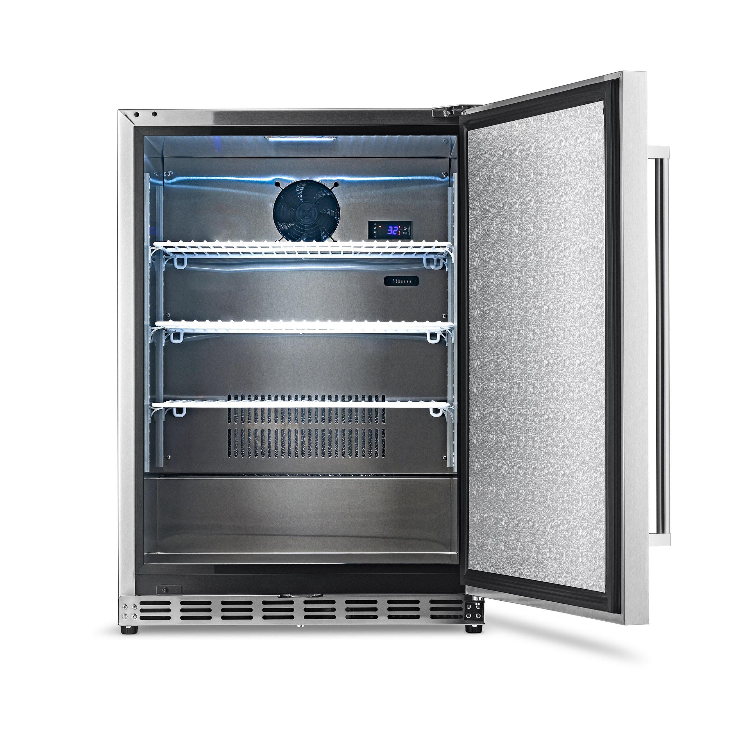 Newair 24" 5.3 Cu. Ft. Commercial Stainless Steel Built-in Beverage Refrigerator, Steel Interior, Weatherproof and Outdoor Rated, ENERGY STAR