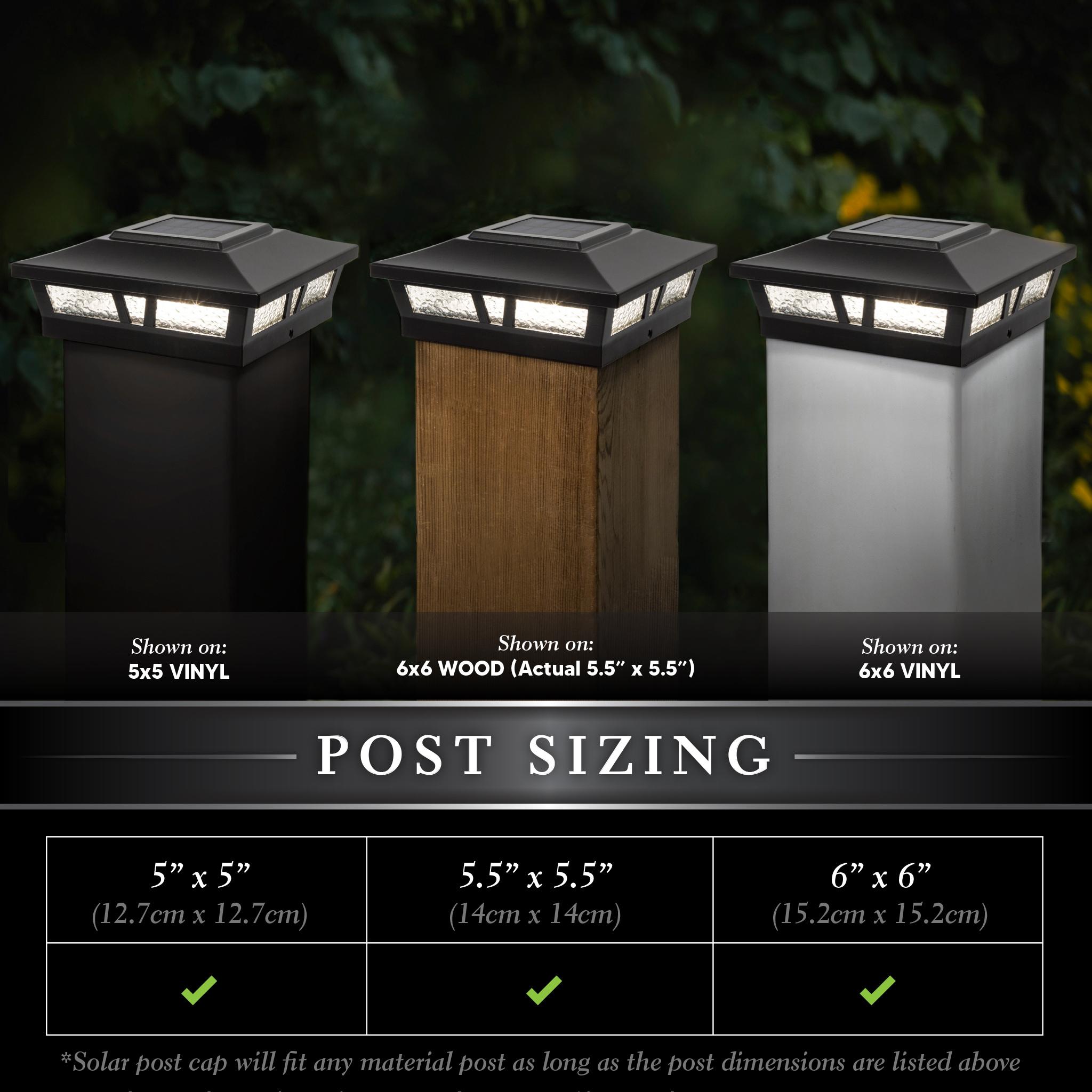 Classy Caps Oxford Solar Powered Integrated LED Aluminium Fence Post Cap Light 6 in. x 6 in. with Base Adapter Included
