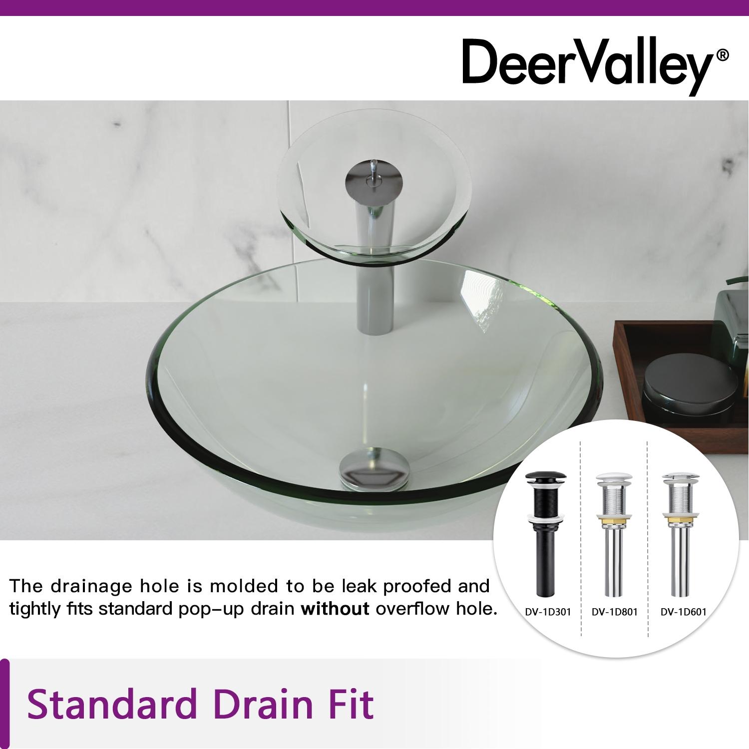 DeerValley Symmetry 16.5'' Circular Glass Vessel Bathroom Sink