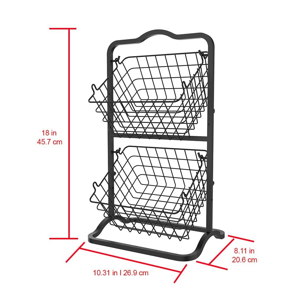 Oceanstar 2-Tier Storage Kitchen Wire Basket Stand, Black