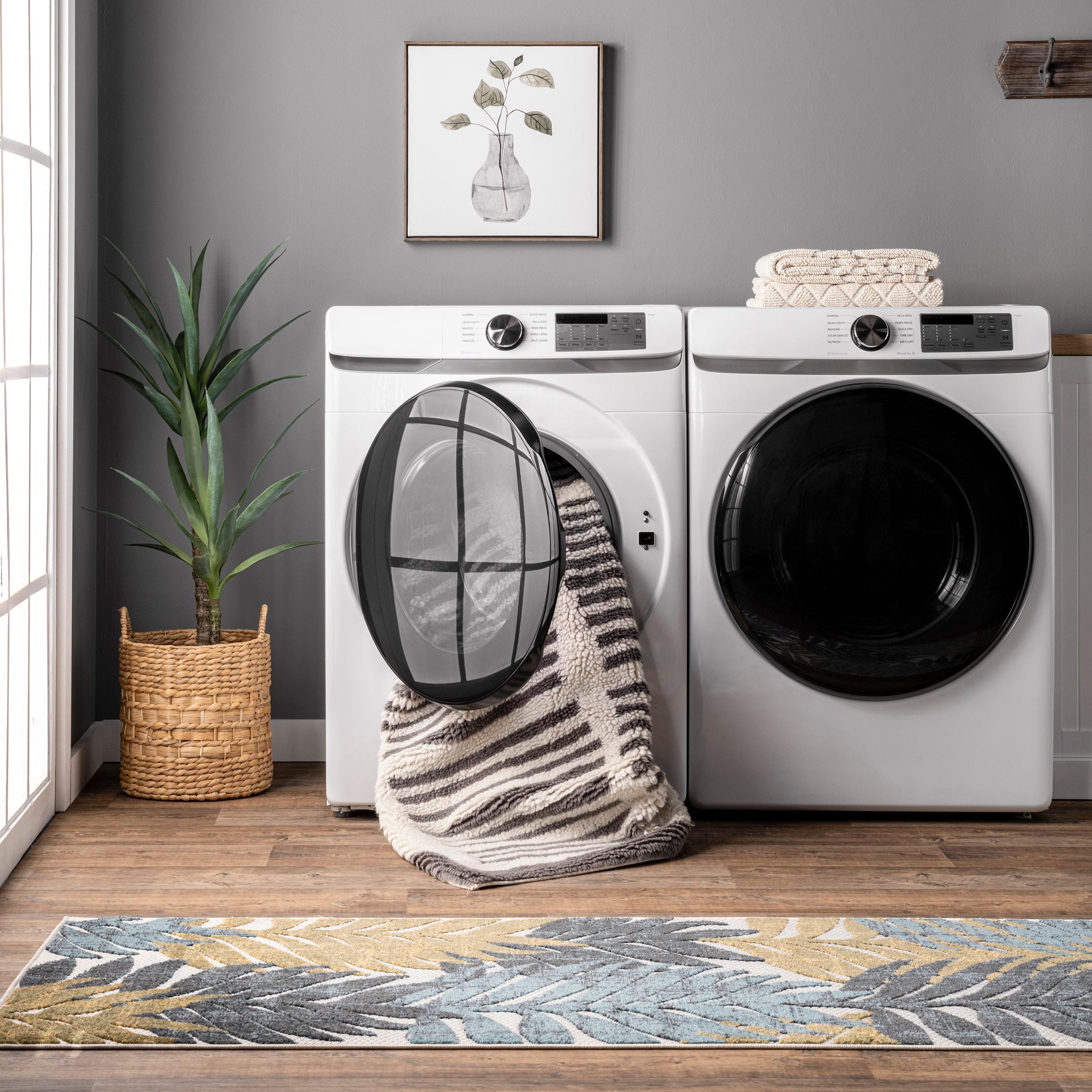 nuLOOM Tayshia Machine Washable Wool Modern Striped Area Rug, 3' x 5', Ivory